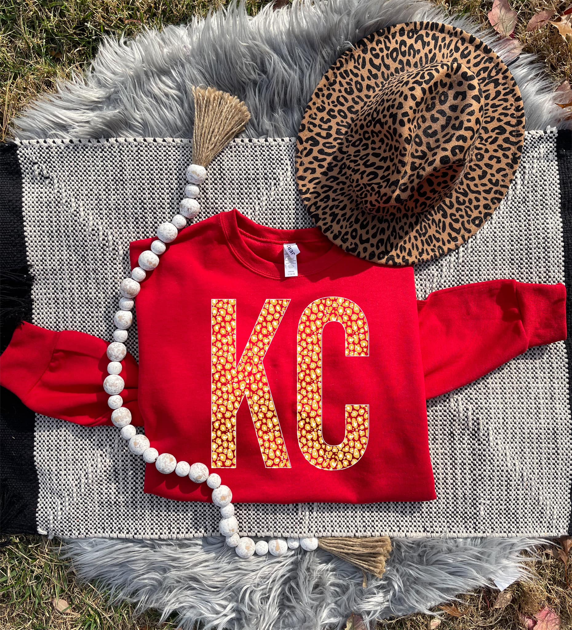 KC Gold Leopard Red Sweatshirt