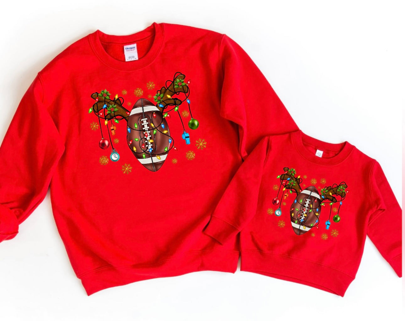 Football Christmas Bulbs Antlers Red Sweatshirt