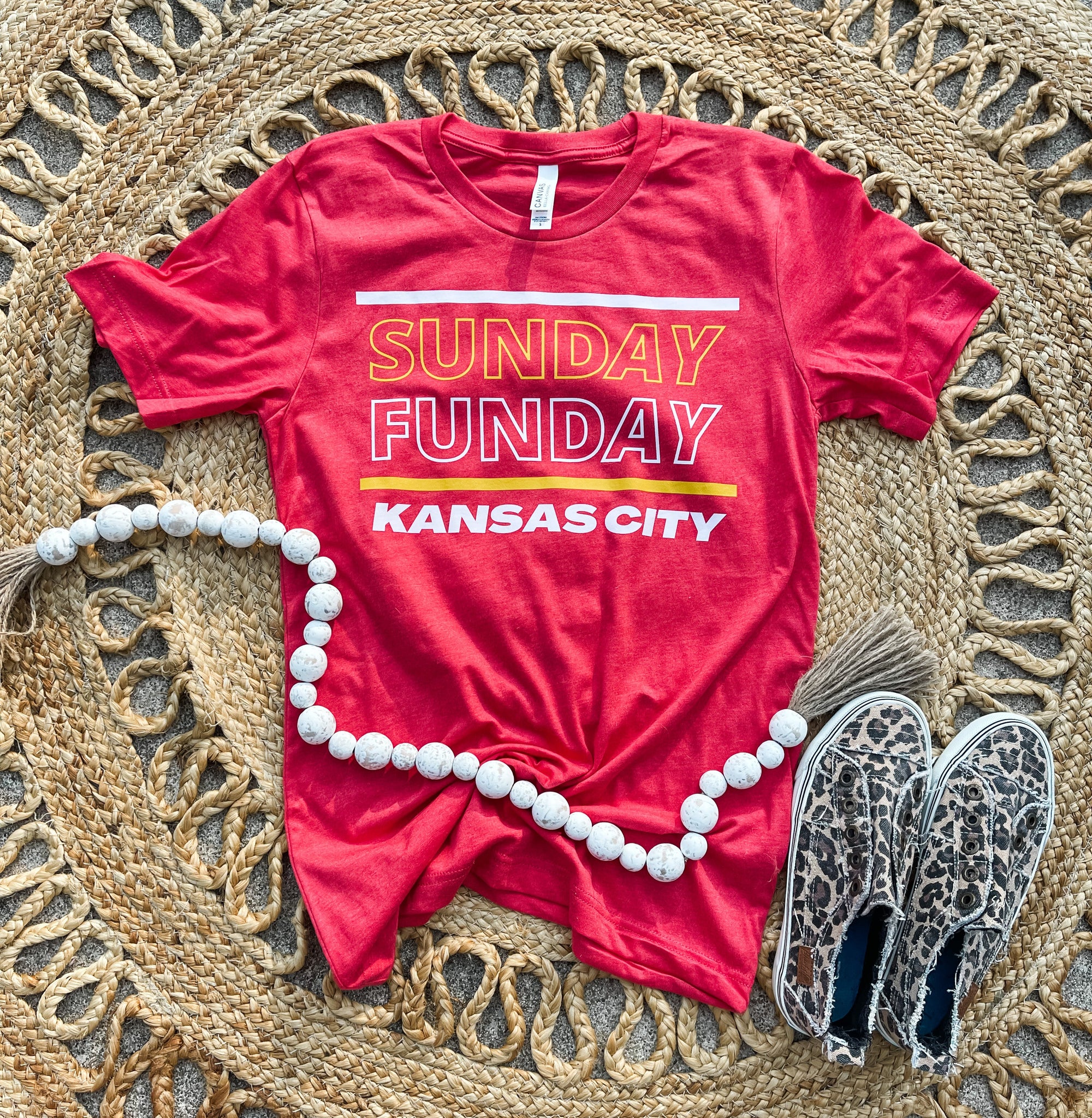 Sunday Funday Kansas City Heather Red Short Sleeve Tee