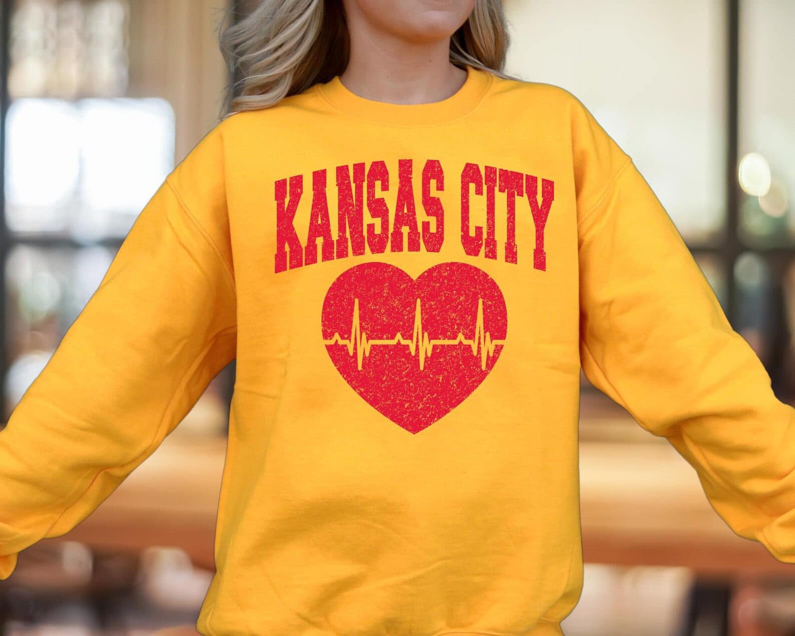 Red Kansas City Heart Heartbeat Gold Sweatshirt