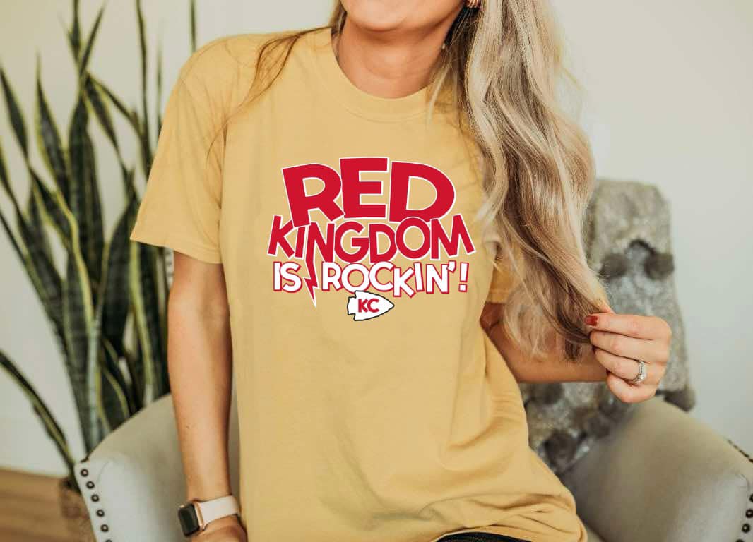 Red & White Red Kingdom Is Rockin Mustard Tee