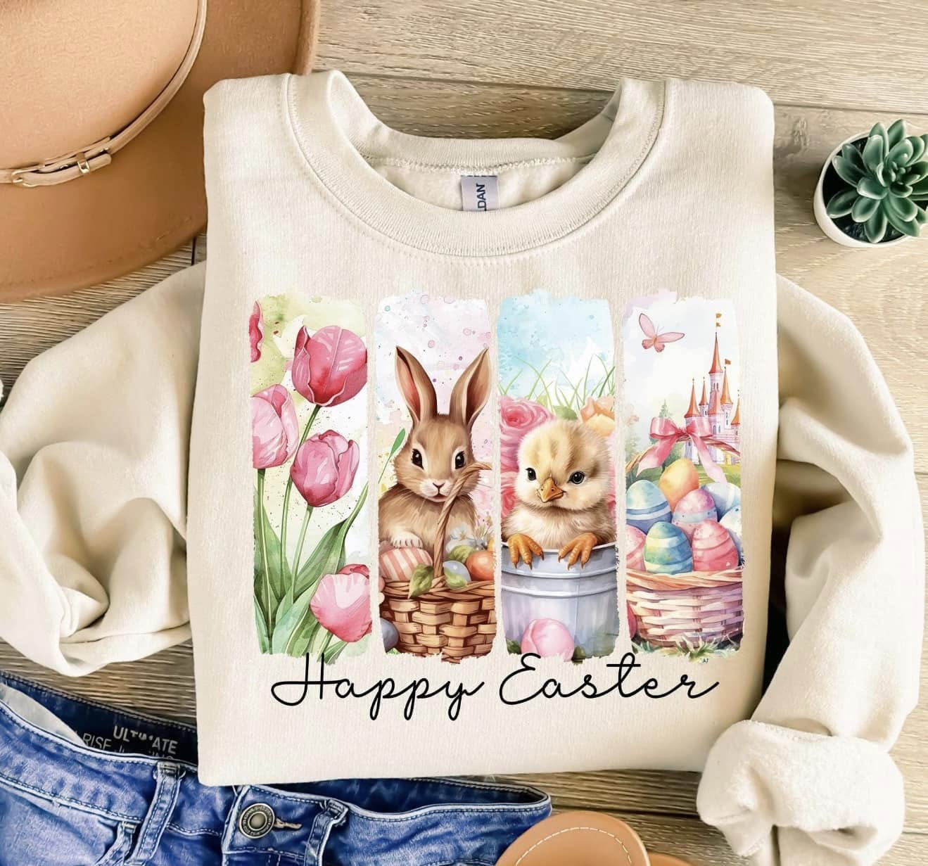 **DEAL OF THE DAY** 4 Picture Easter Collage Sand Sweatshirt