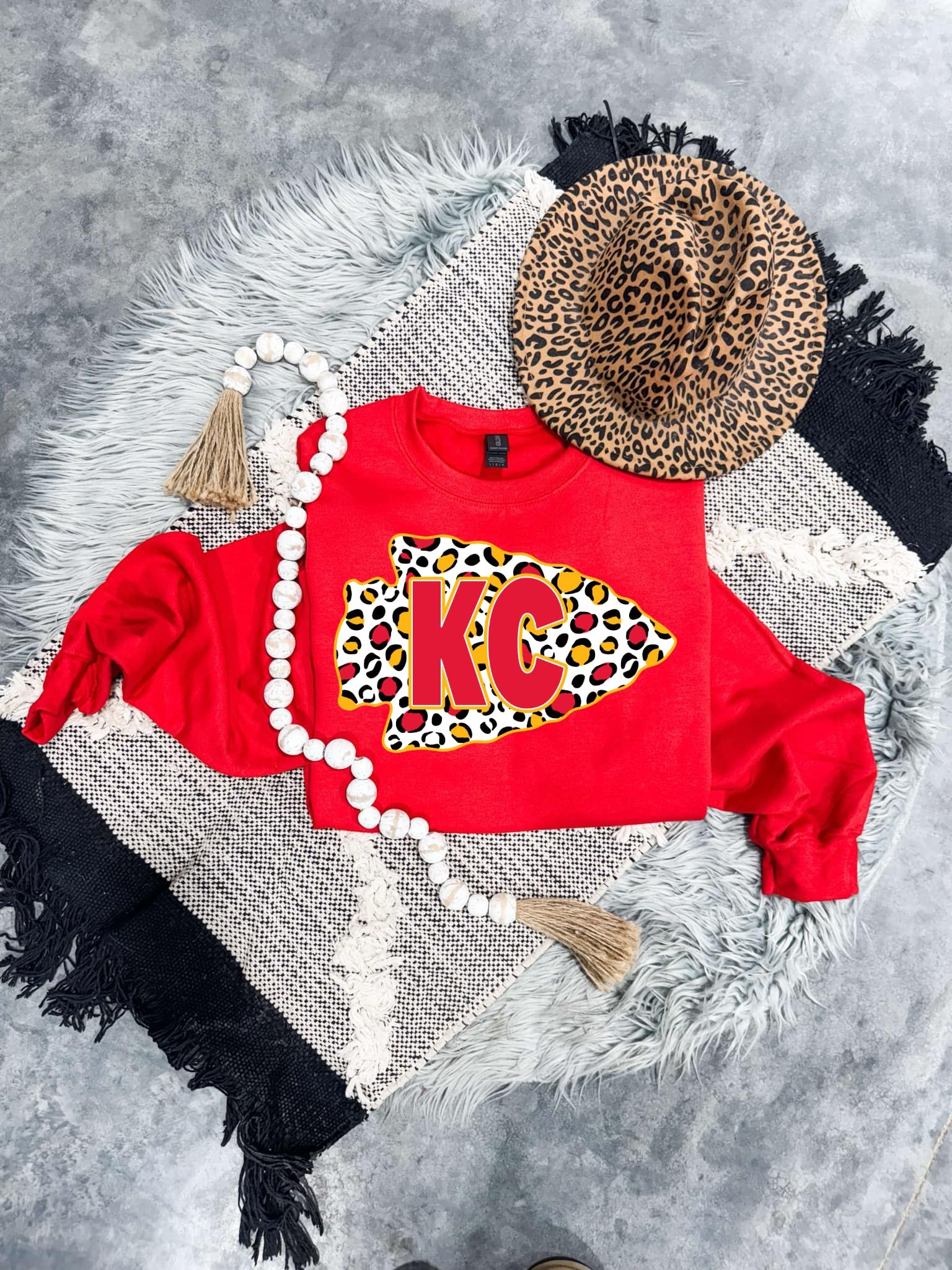 Red & Gold Leopard Bold Red KC Red Sweatshirt