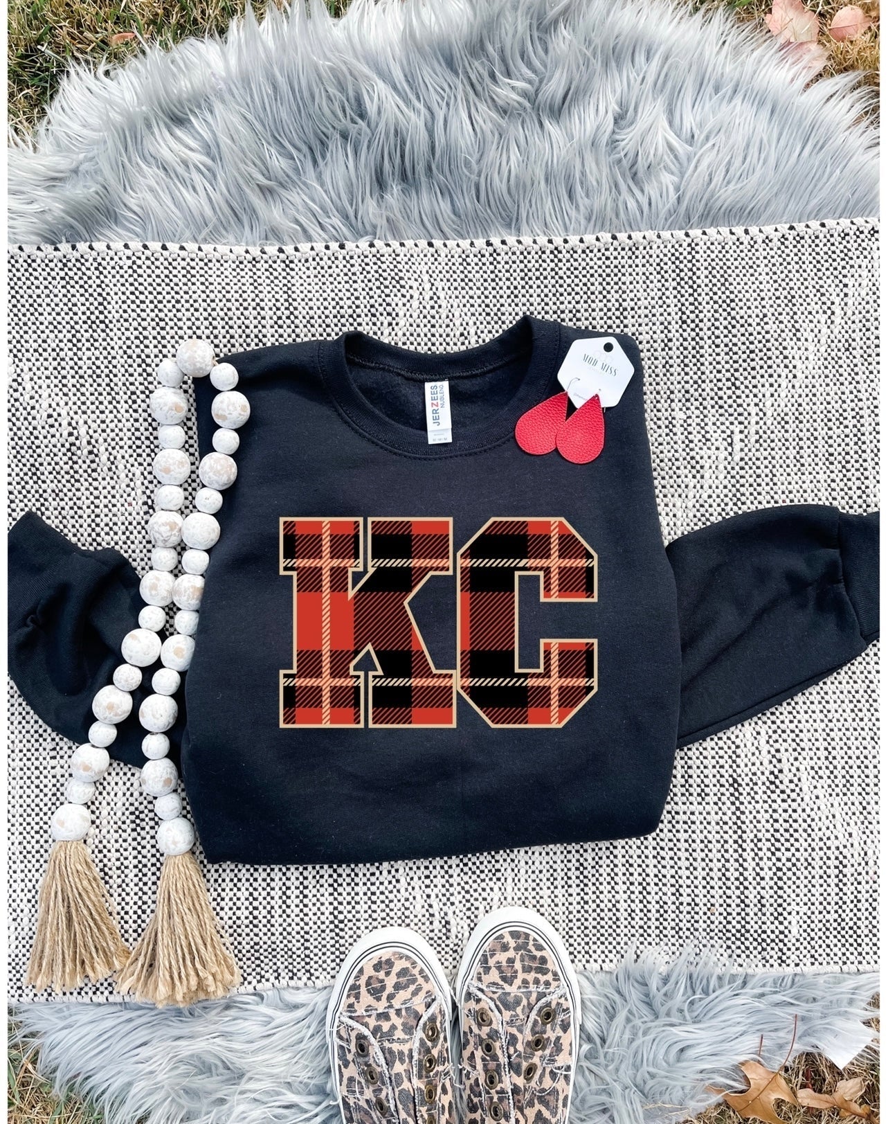 KC Plaid Black Sweatshirt