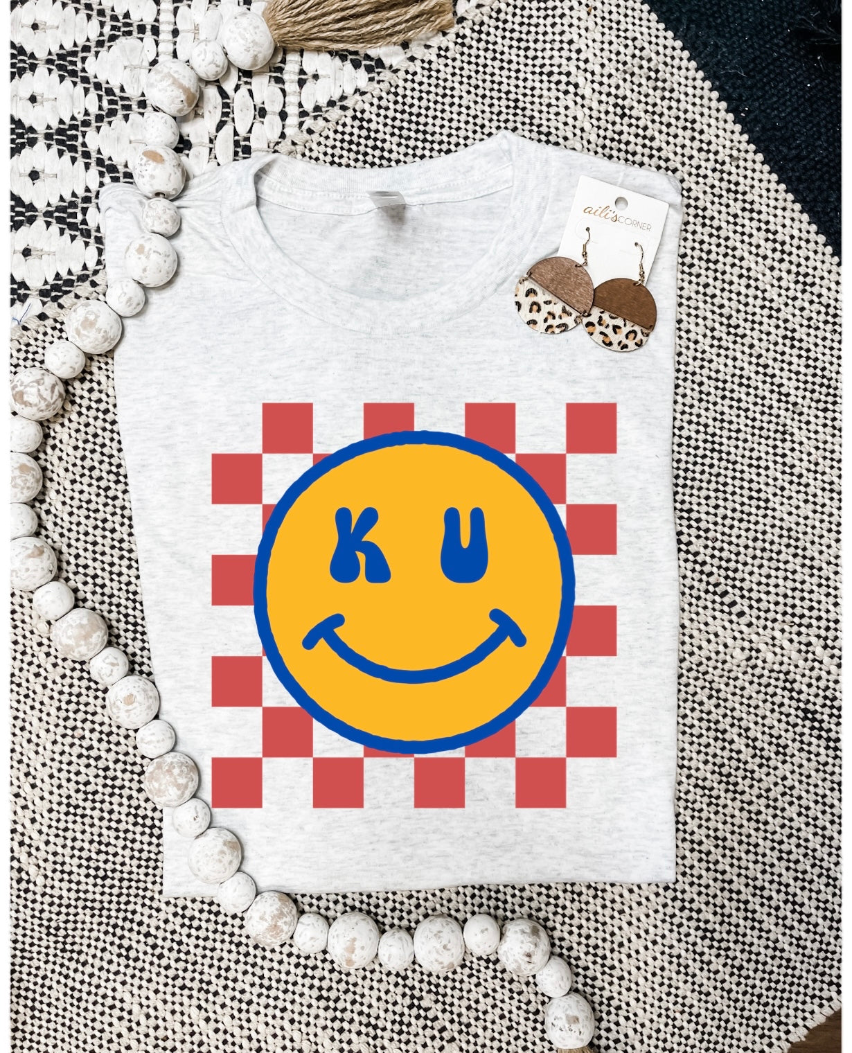 KU Smiley Face Ash Tee