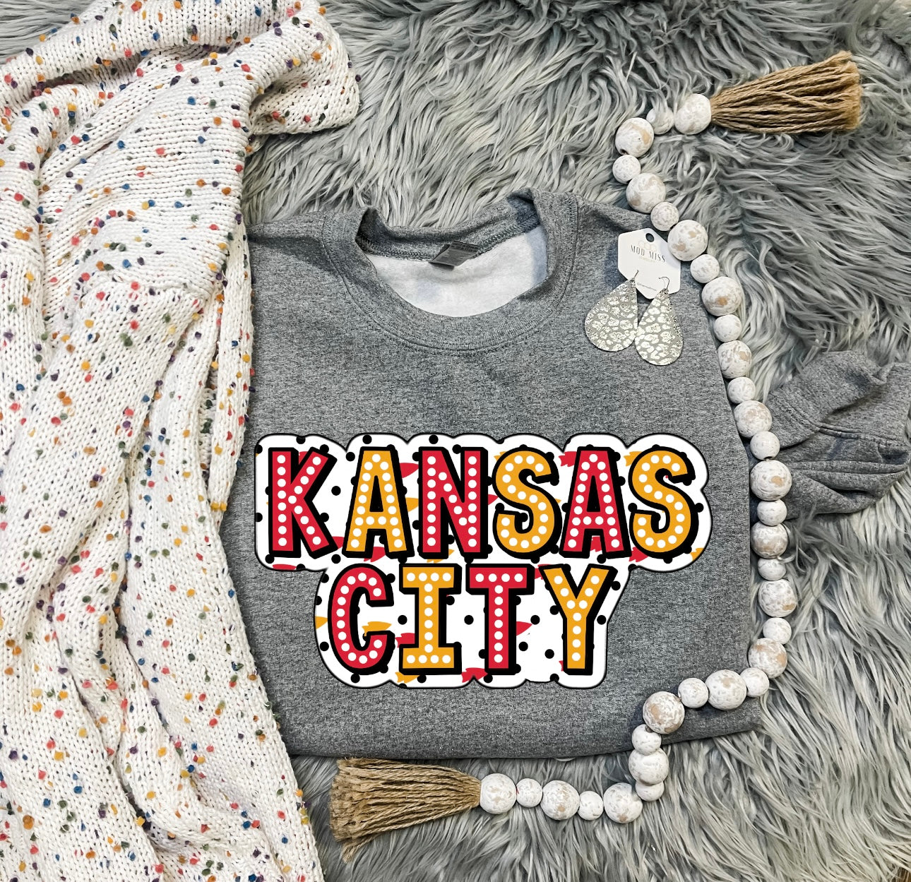 **HALFTIME DEAL** Polka Dots Kansas City Heather Graphite Sweatshirt