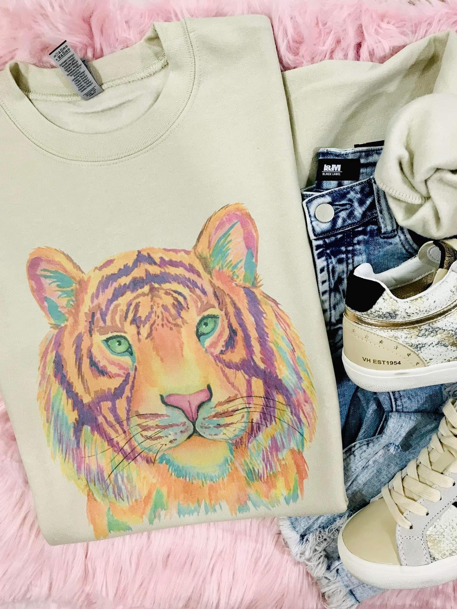 Watercolor Tiger Sand Sweatshirt