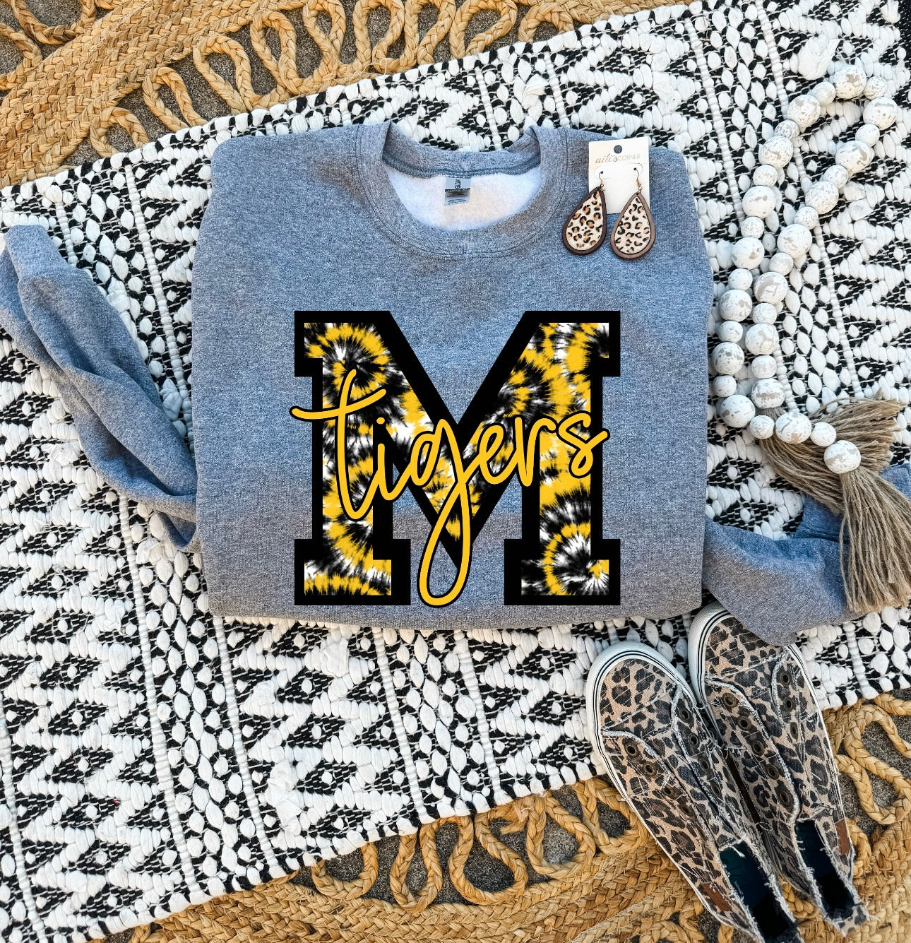 M Tie Dye Heather Graphite Sweatshirt