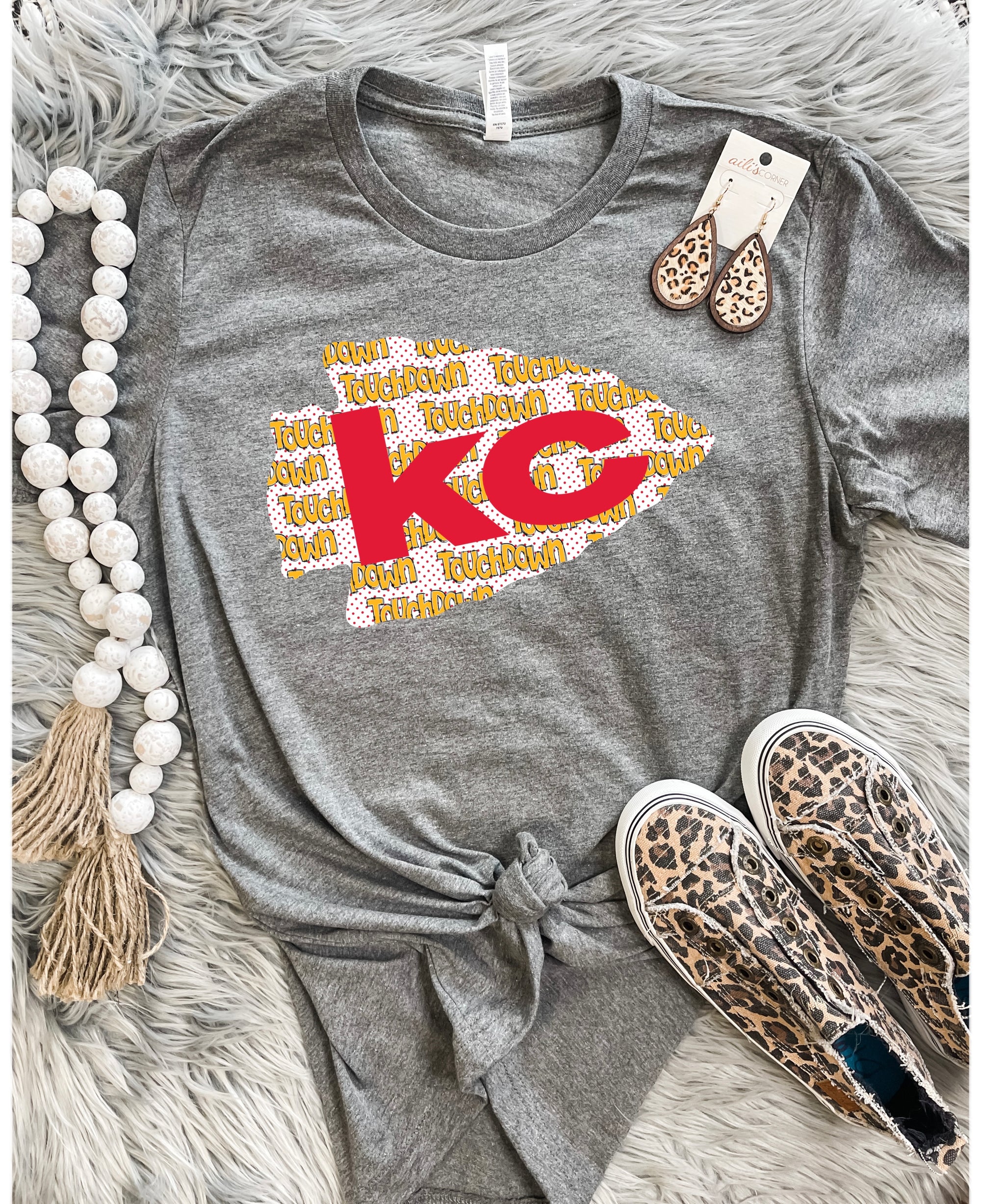 KC Touchdown Arrowhead Charcoal Tee