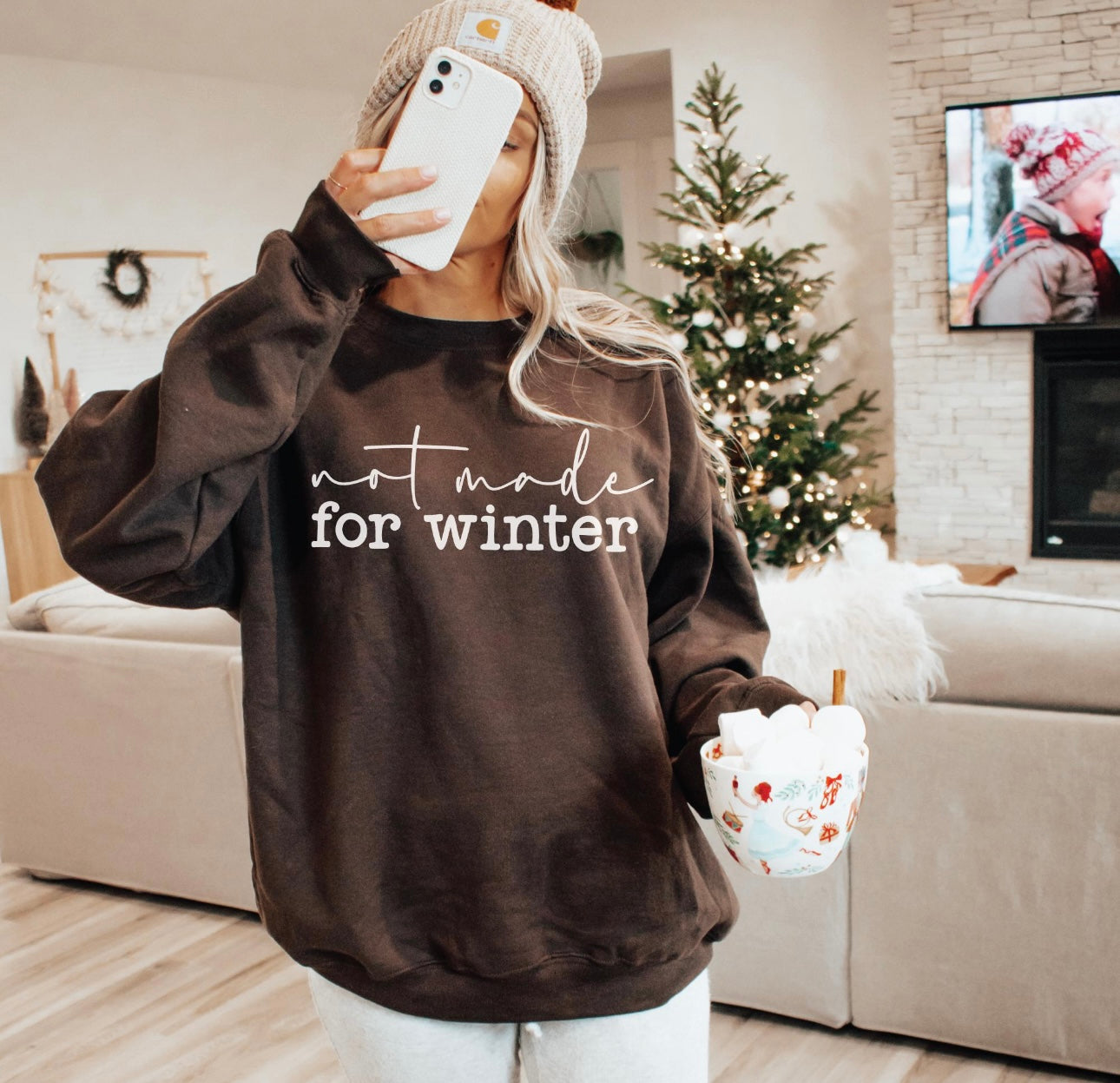 Neutral Not Made For Winter Chocolate Sweatshirt