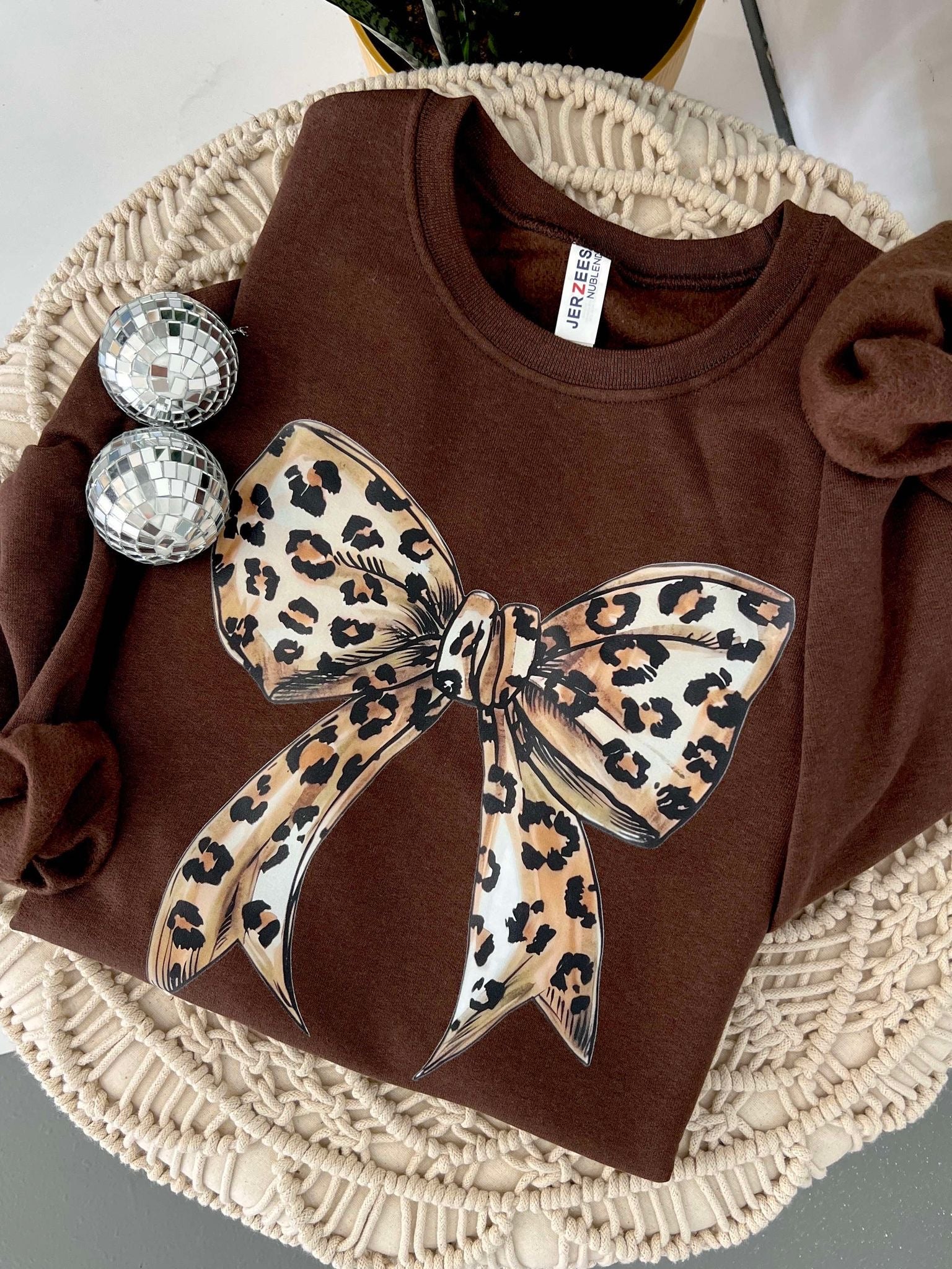 Leopard Bow Chocolate Sweatshirt