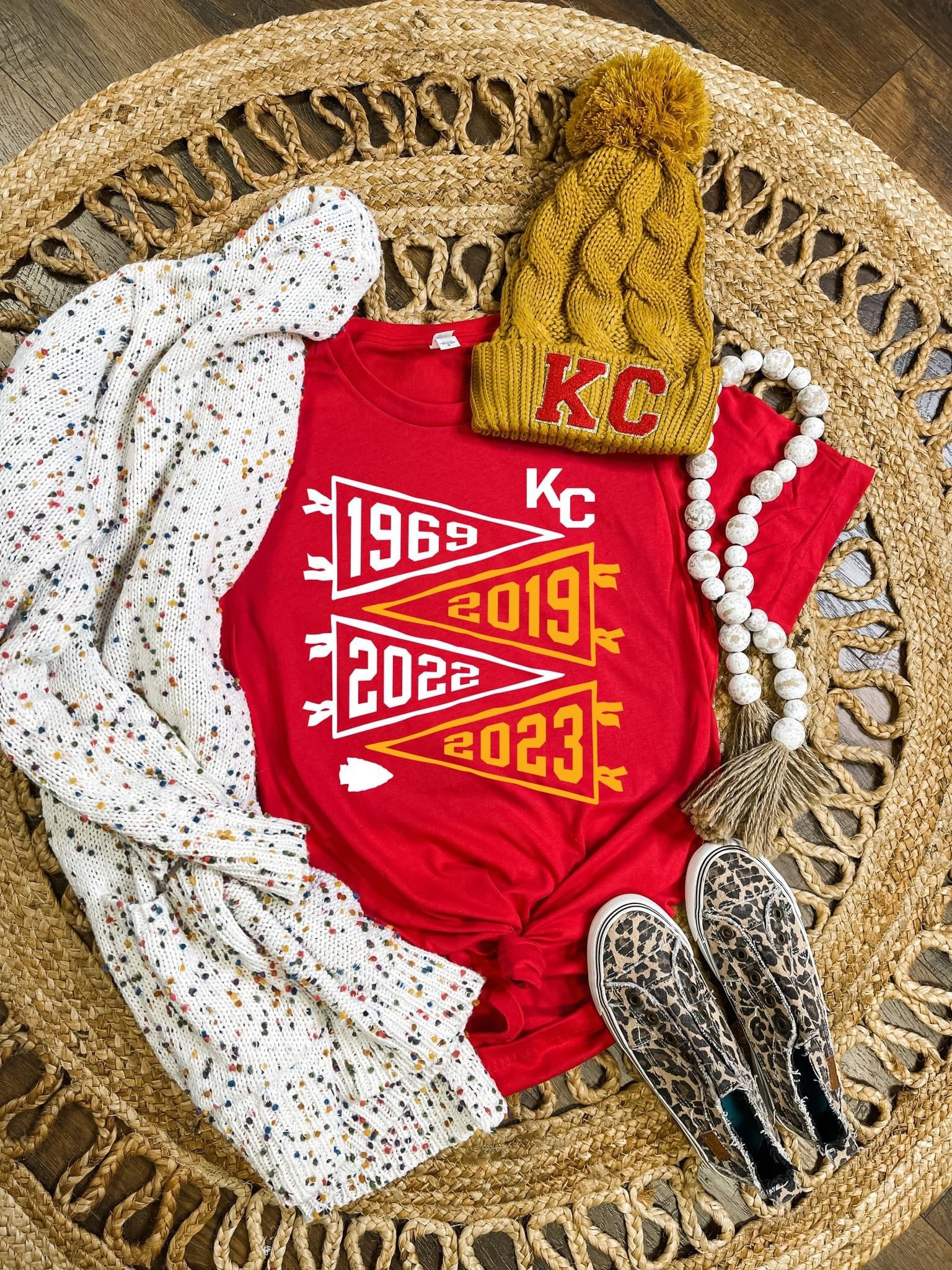 KC Flag Champ Dates Red Tee