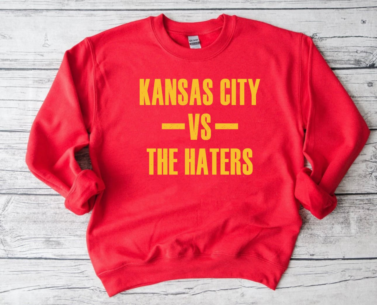 **HALFTIME DEAL** Gold Lined Kansas City VS The Haters Red Sweatshirt