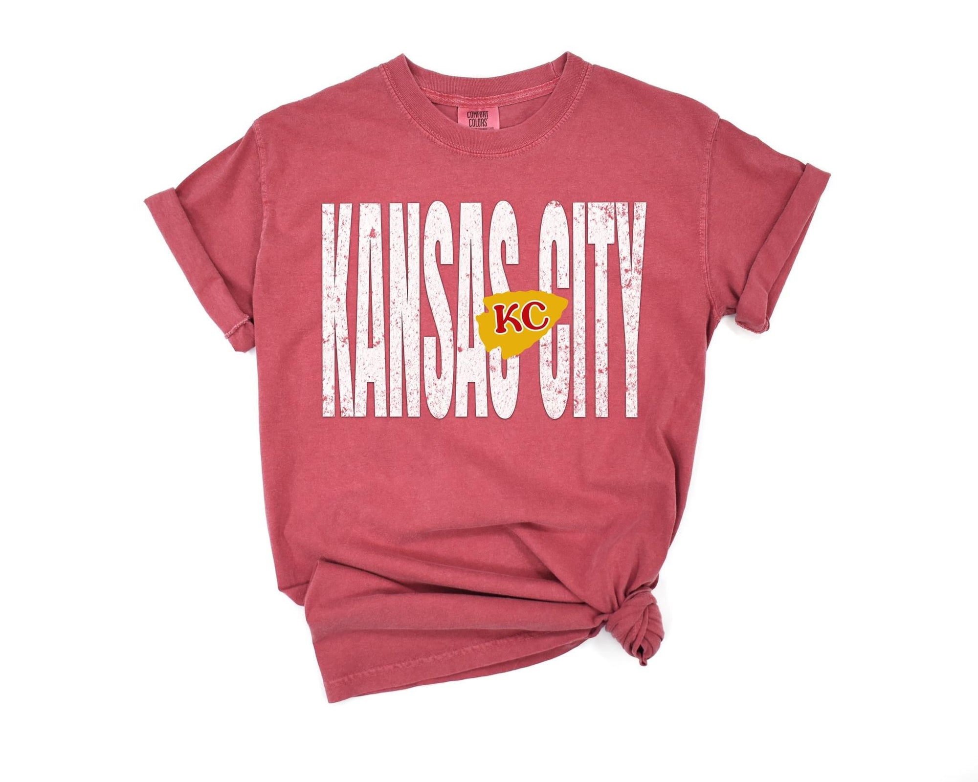 **HALFTIME DEAL** White Kansas City Gold KC Arrowhead Crimson Tee