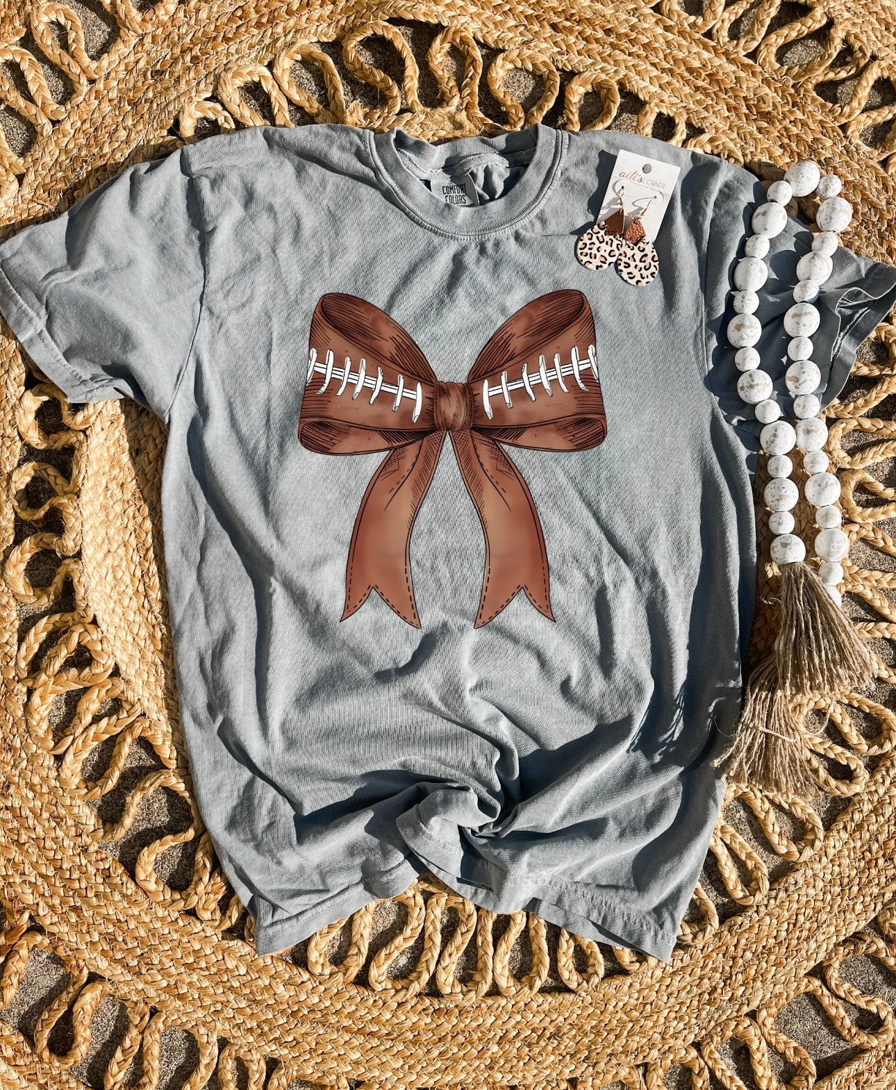 Football Bow Grey Tee