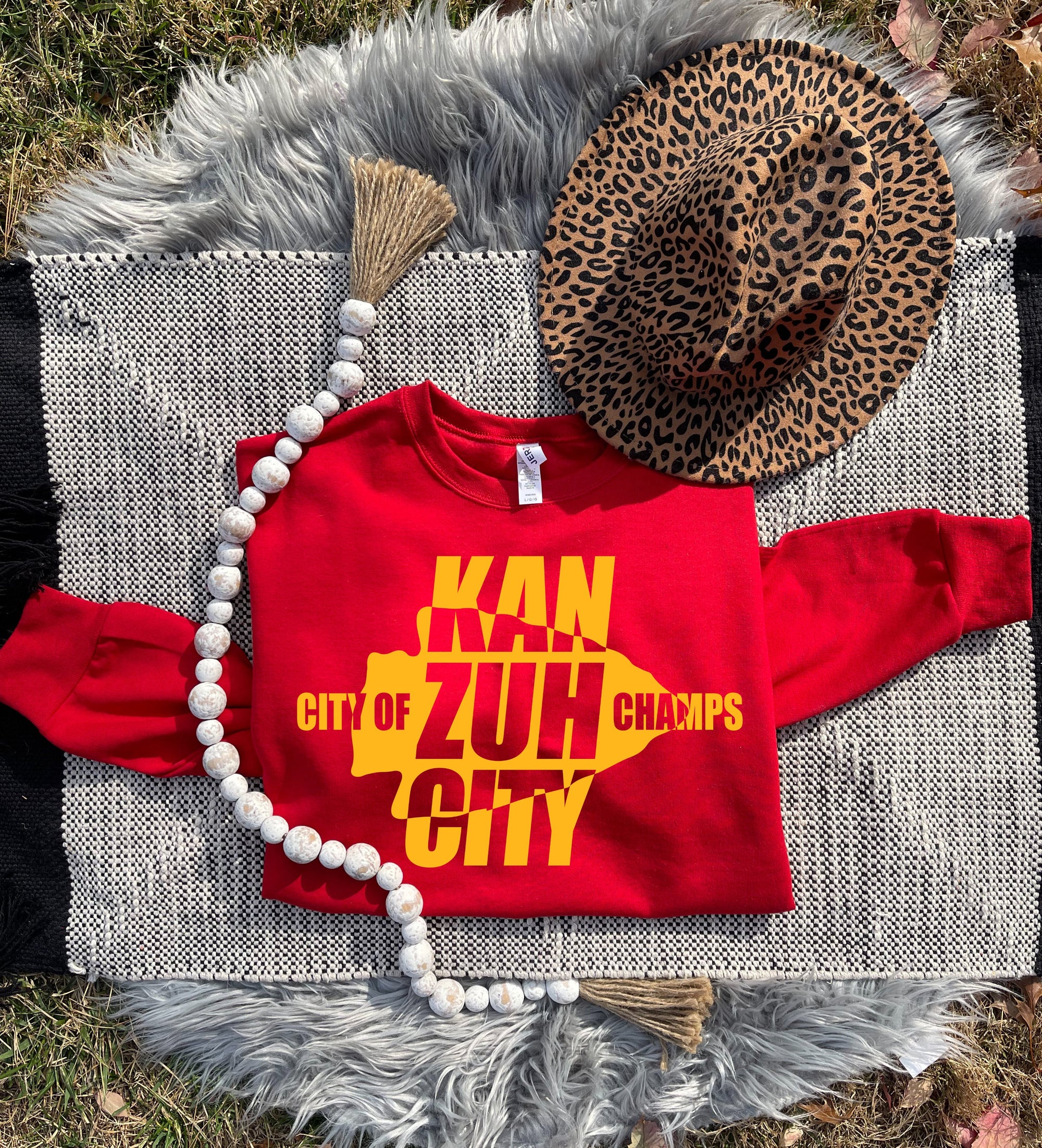 Gold Kan Zuh City Champs Arrowhead Red Sweatshirt