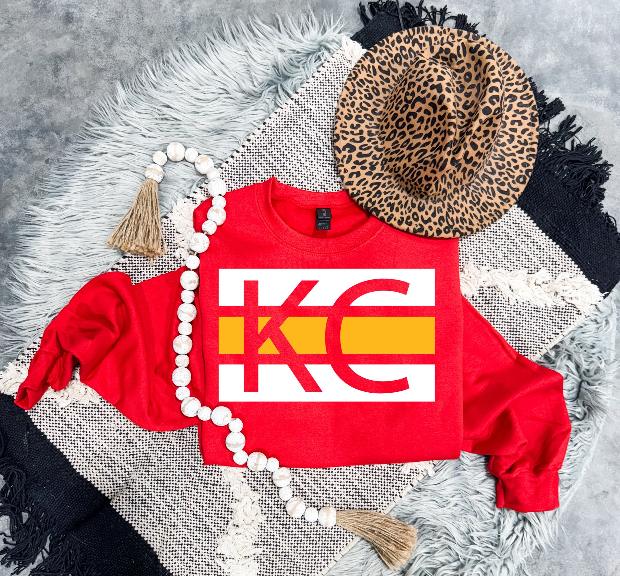 **HALFTIME DEAL** Red & Gold Lined Transparent KC Red Sweatshirt