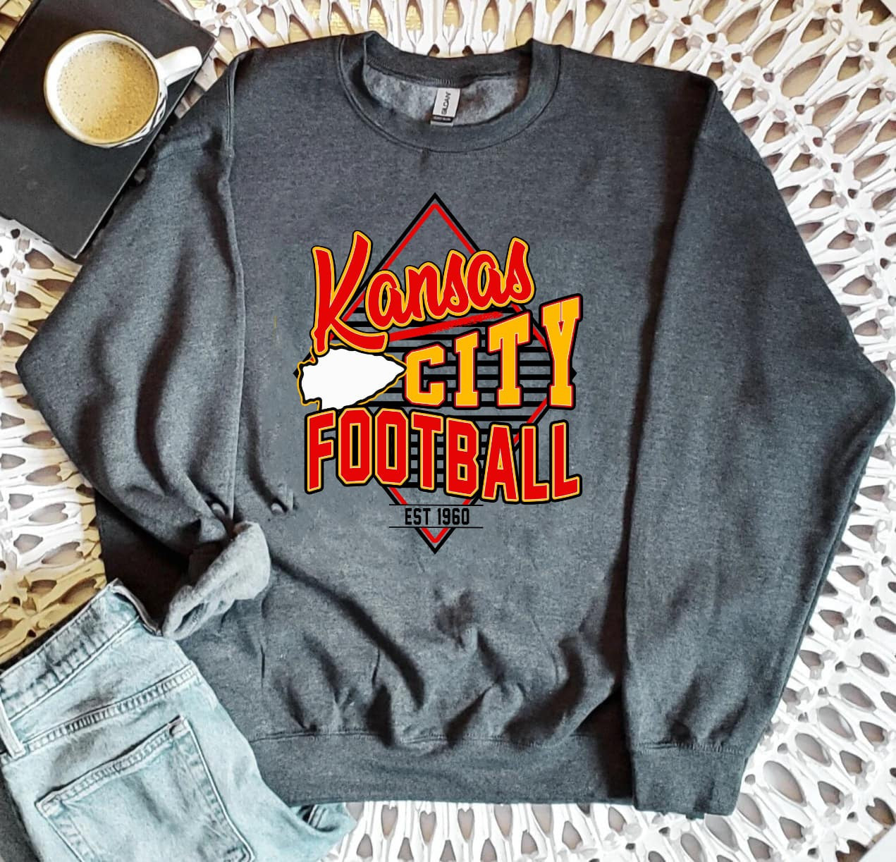 **HALFTIME DEAL** Kansas City Football Triangle Dark Heather Football