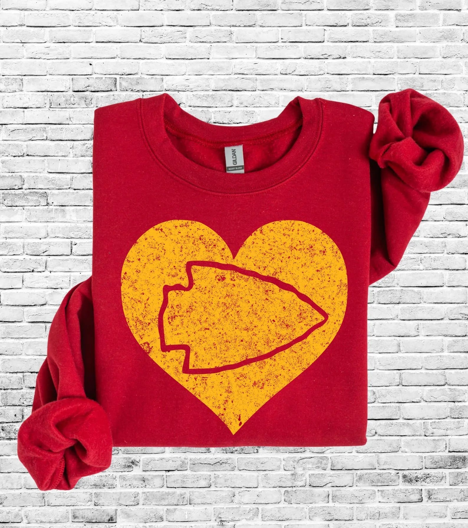 Gold Outline Arrowhead Heart Red Sweatshirt