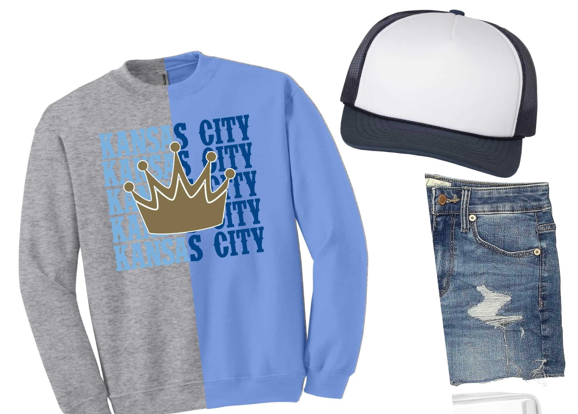 **PREORDER** Kansas City Gold Crown Sports Grey & Light Blue Split Sweatshirt