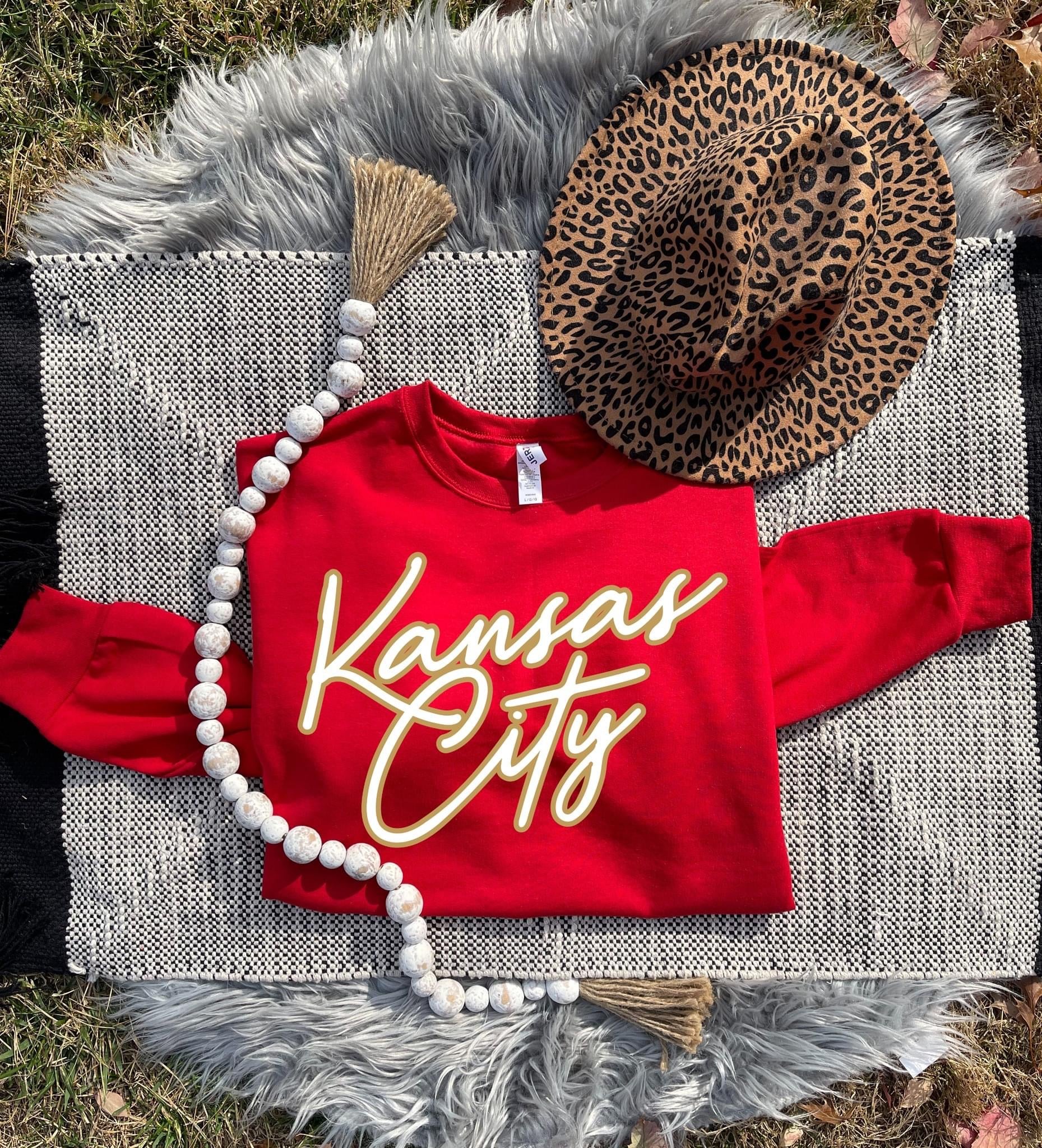 White Kansas City Gold Outline Red Sweatshirt