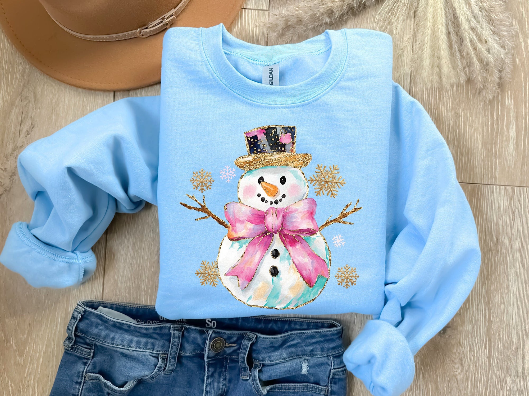 Coquette Snowman Light Blue Sweatshirt