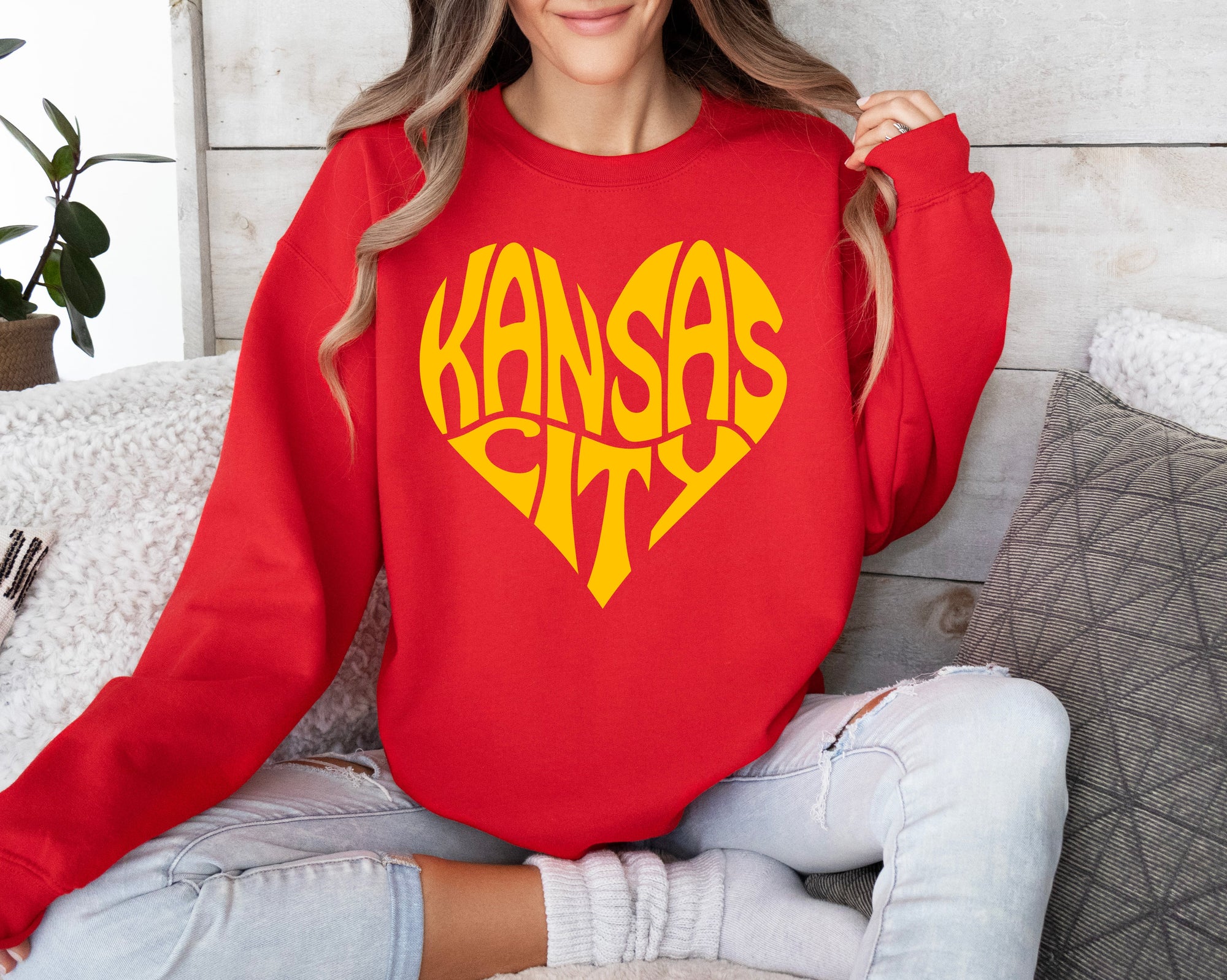 Kansas City Shaped Heart Red Sweatshirt