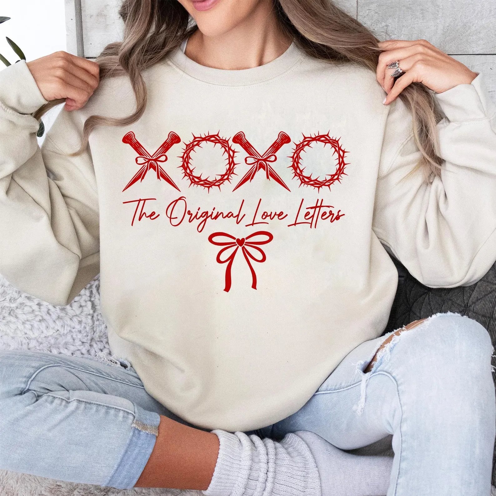 XOXO The Original Love Letters Sand Sweatshirt