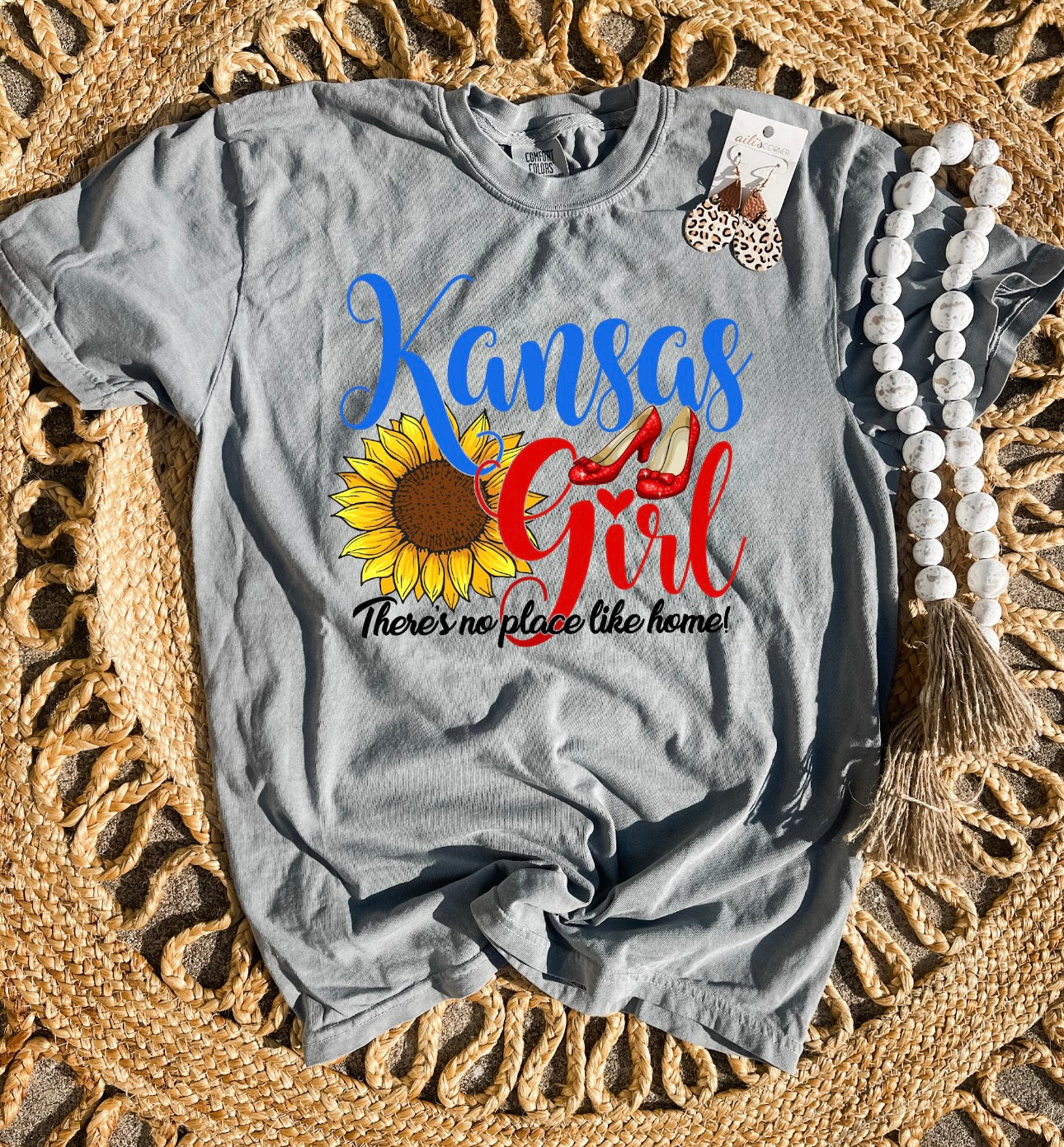 Kansas Girl There's No Place Like Home Grey Tee