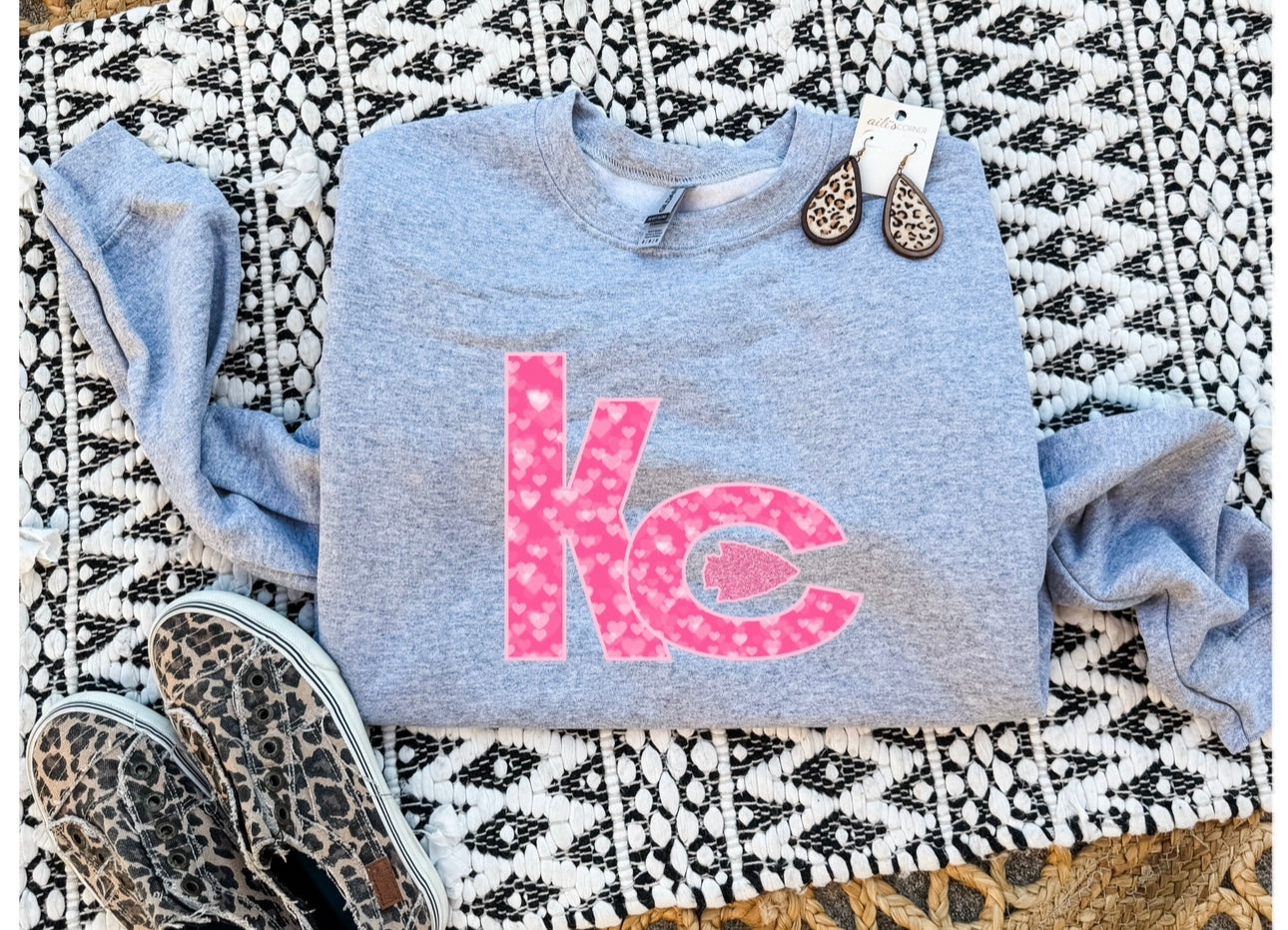 KC Arrowhead Hearts Sports Grey Sweatshirt