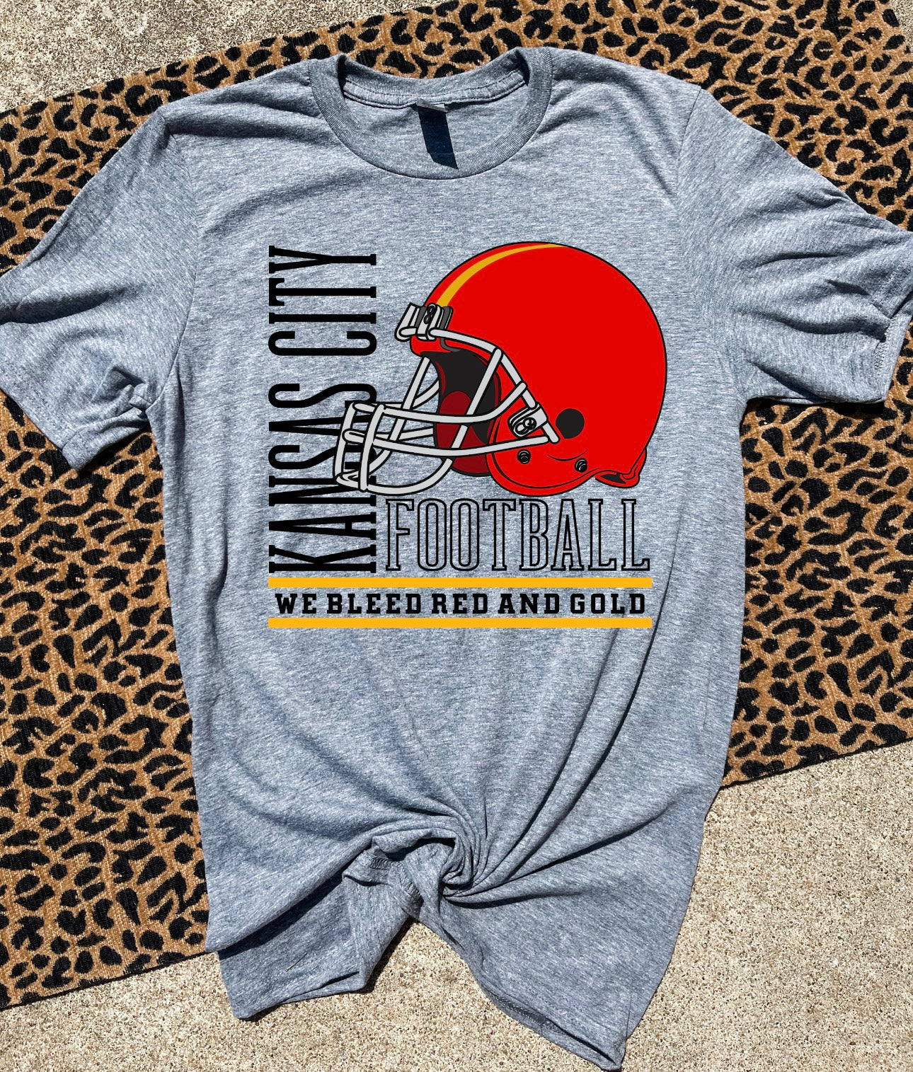 **HALFTIME DEAL** Red & Gold Kansas City Red Helmet Heather Graphite Tee