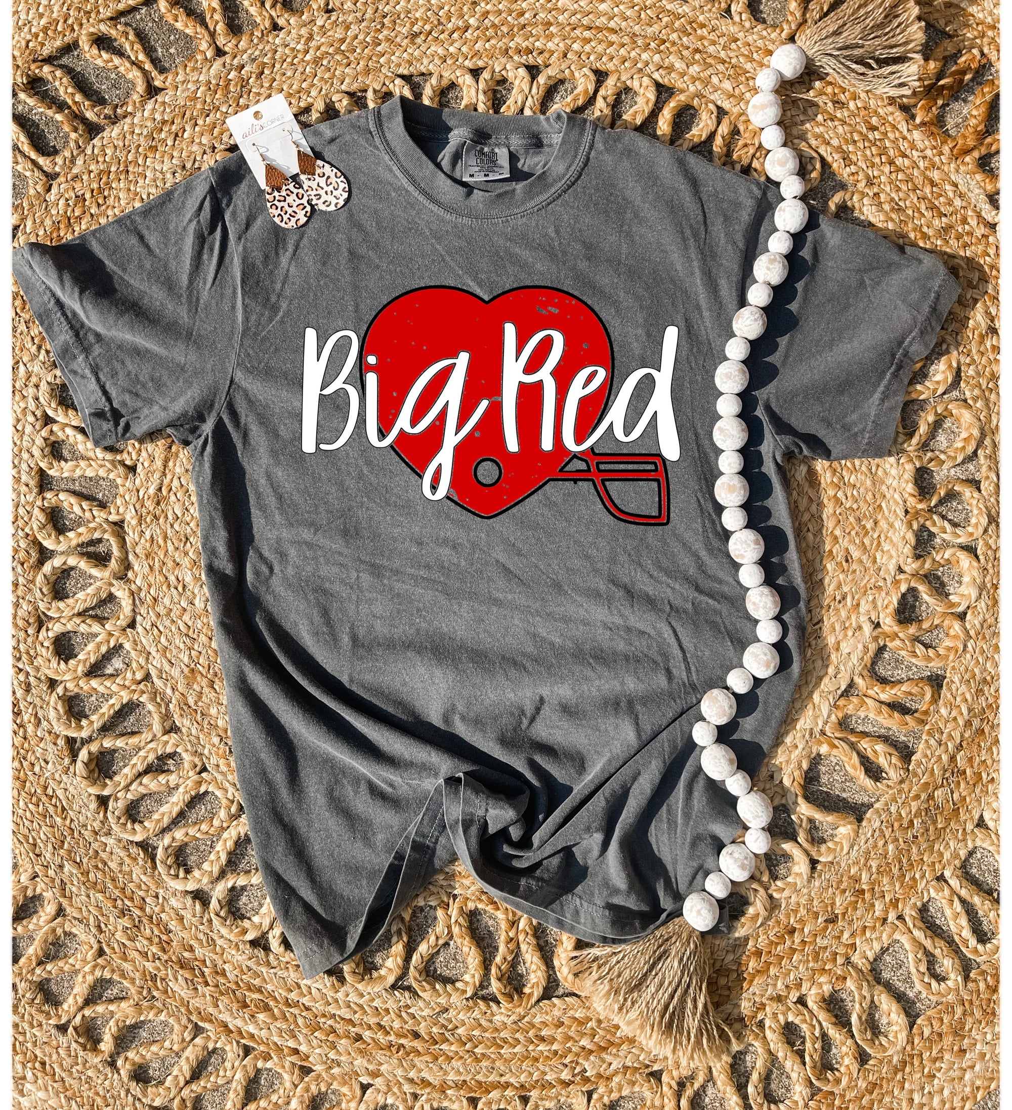 Big Red Heart Helmet Pepper Tee