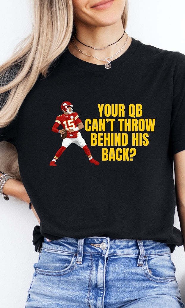 **HALFTIME DEAL** Mahomes Behind The Back Pass Black Tee