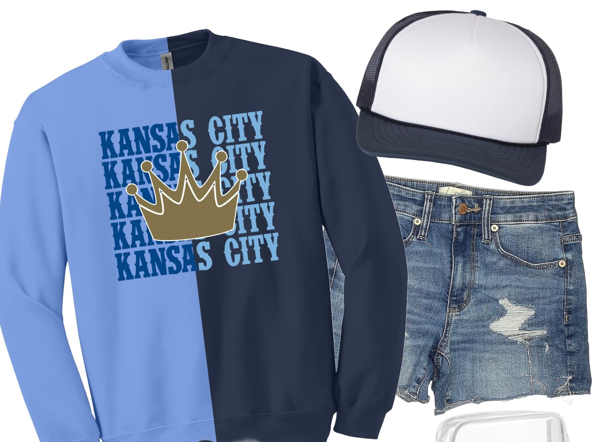 **PREORDER** Kansas City Gold Crown Blue & Navy Split Sweatshirt