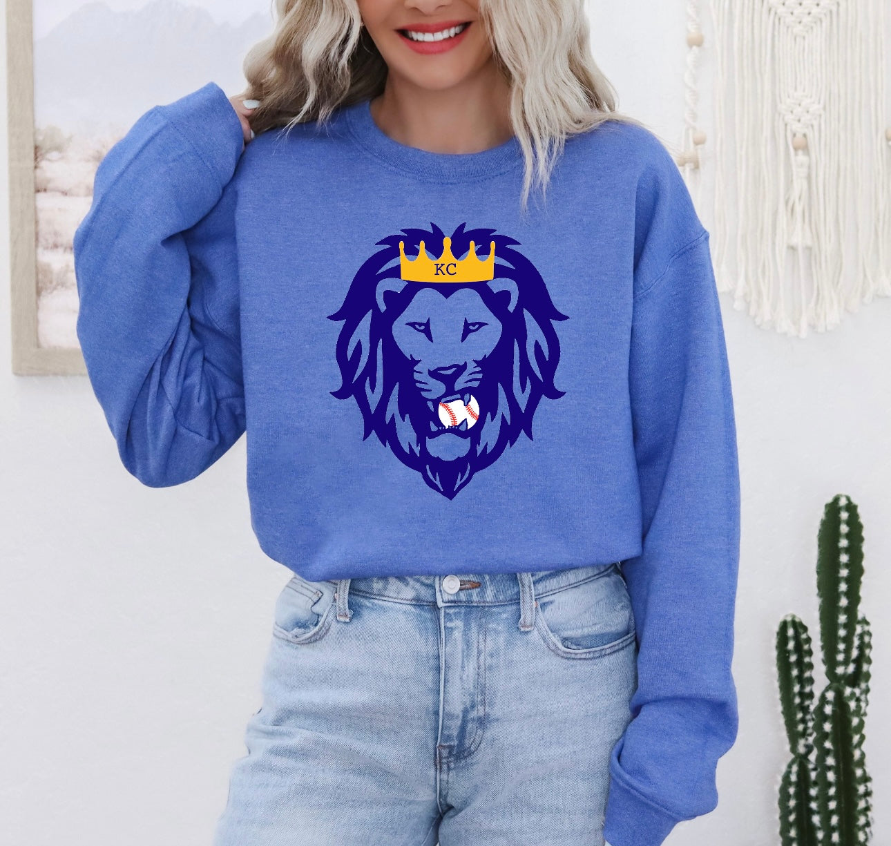 LBaseball Mouth Lion Heather Royal Sweatshirt