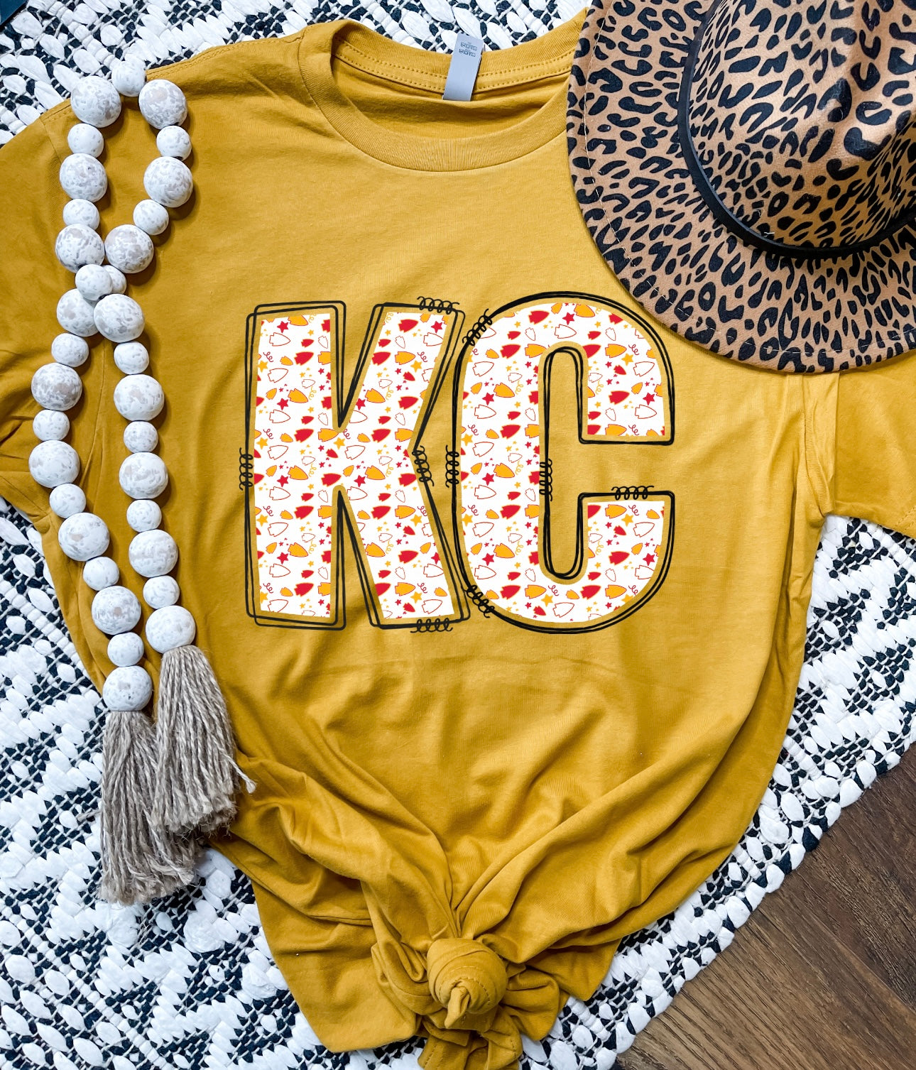 **HALFTIME DEAL** Mini Red & Gold Arrowheads KC Heather Mustard Tee