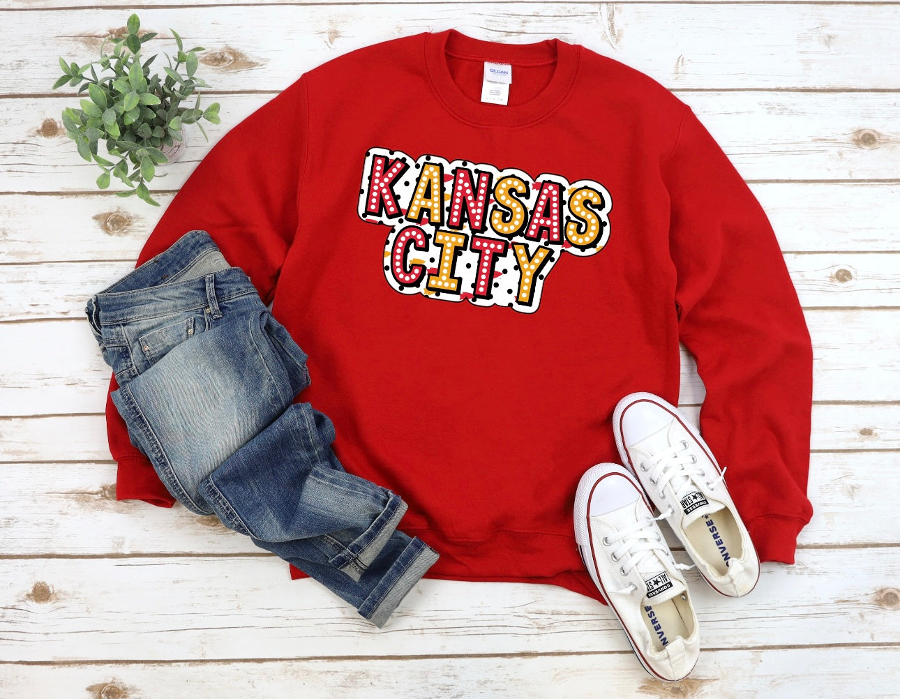 **HALFTIME DEAL** Polka Dots Kansas City Red Sweatshirt