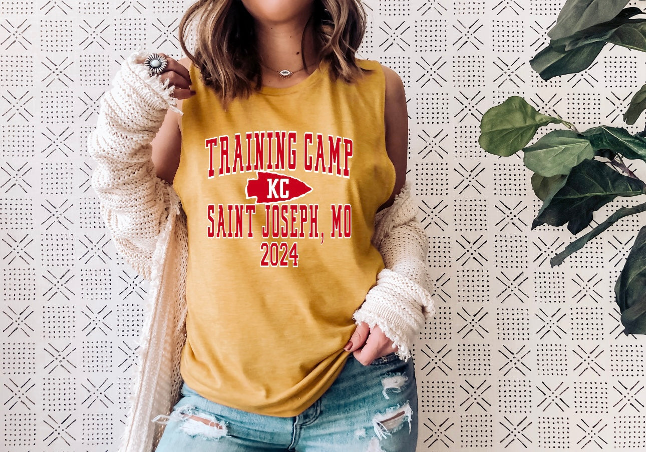 Training Camp Red Arrowhead Antique Gold MuscleTank Top