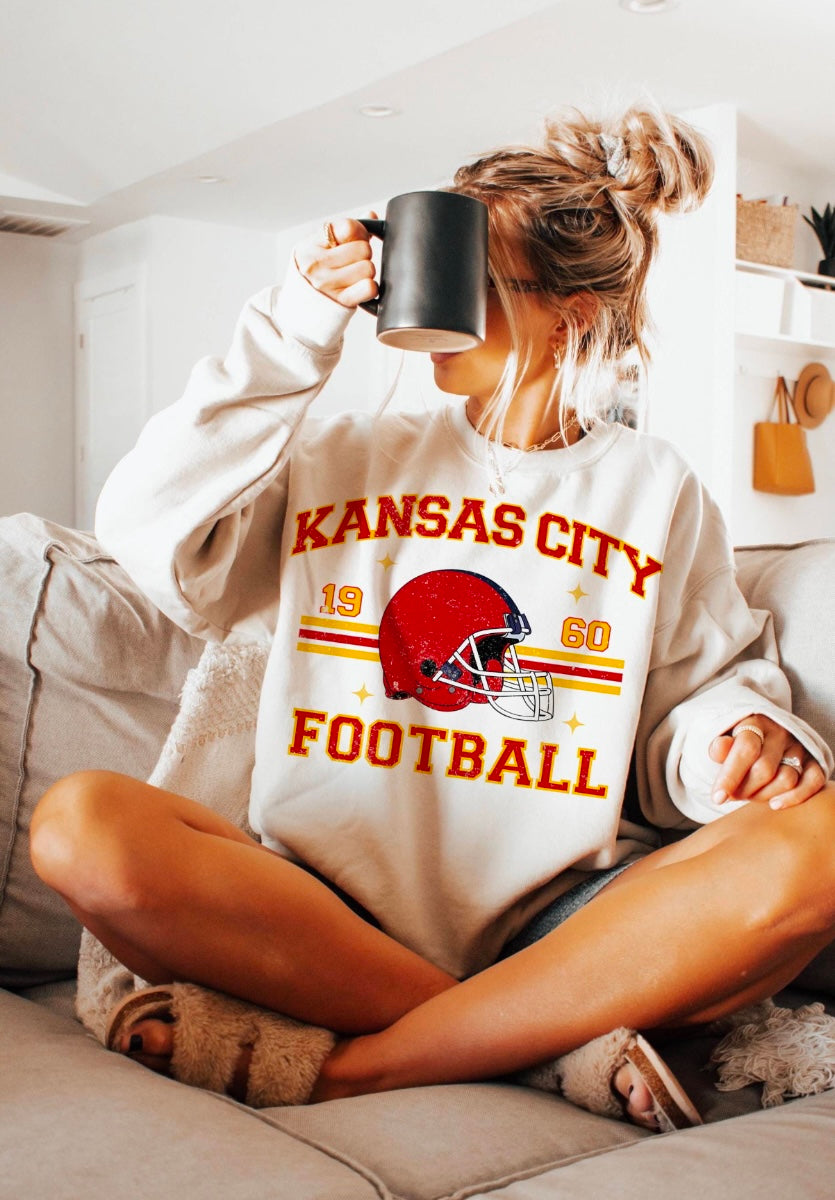 **HALFTIME DEAL** 1960 Star Helmet KC Football Sand Sweatshirt