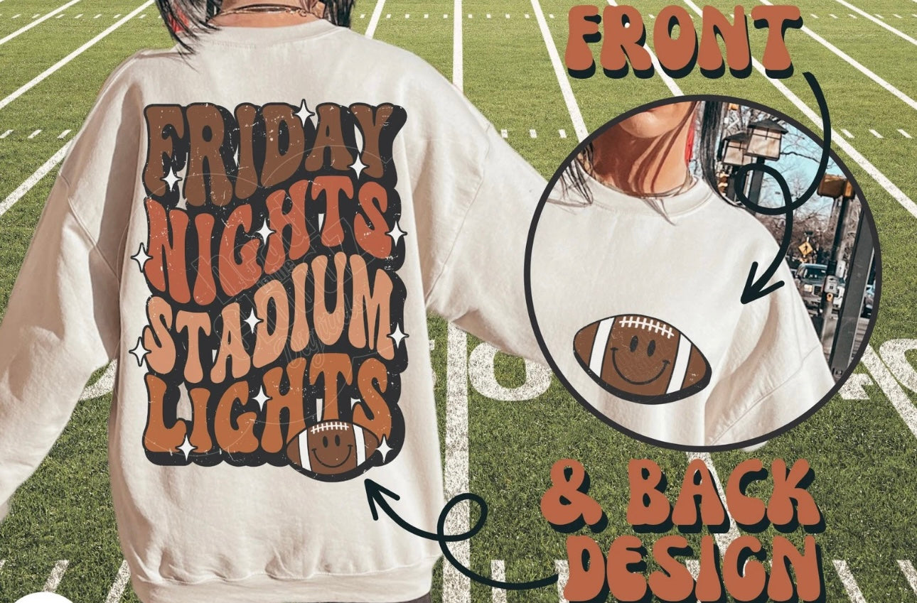 FRONT + BACK Friday Nights Stadium Lights Sand Sweatshirt