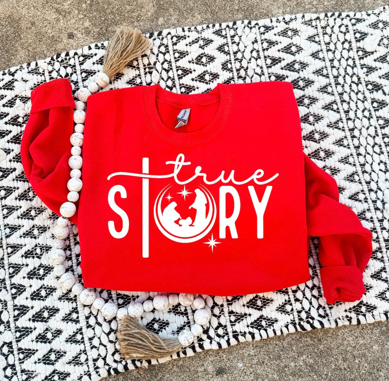 White True Story Red Sweatshirt