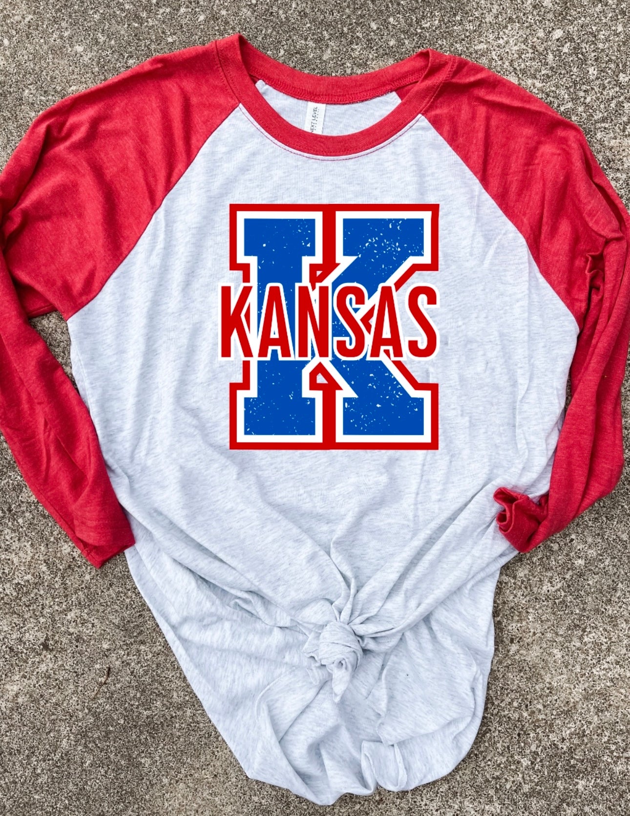 Bold Red & Blue K Kansas Red Raglan