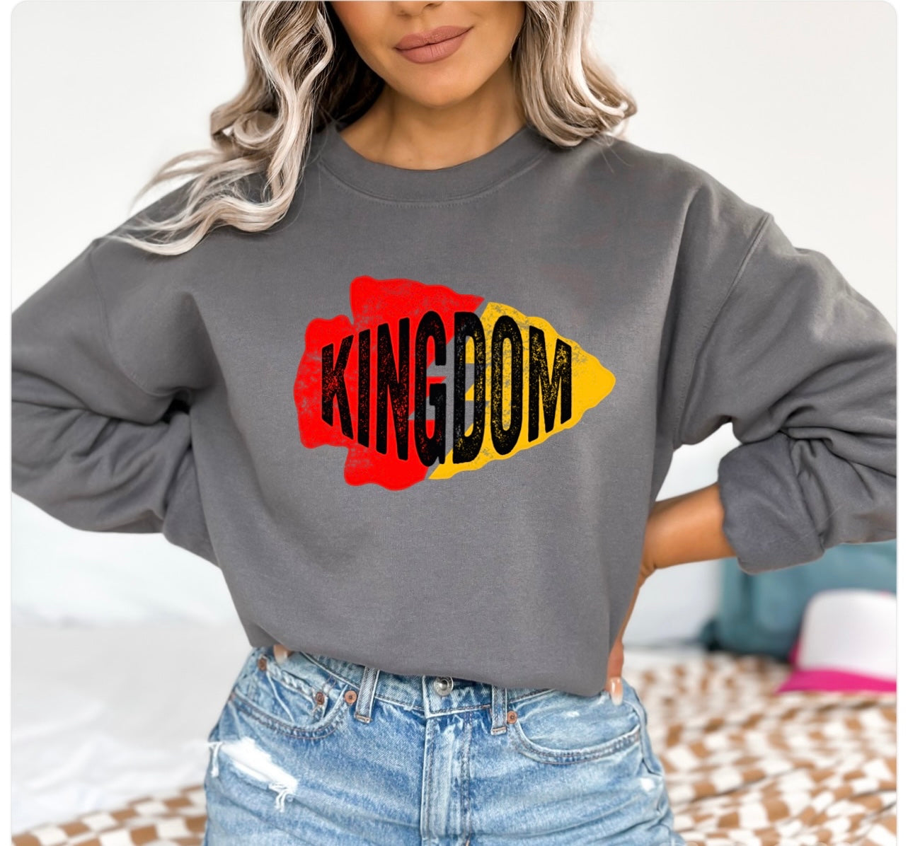 Kingdom Lightening Bolt Arrowhead Charcoal Sweatshirt