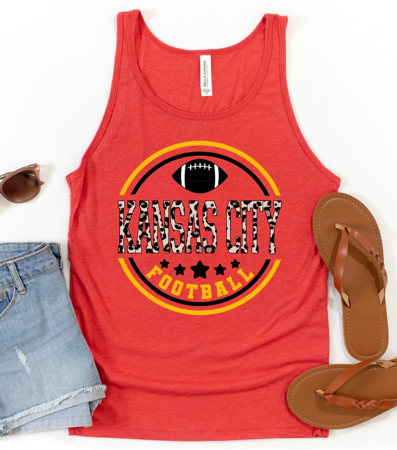 Leopard Kansas City Circle Football Red Tank Top