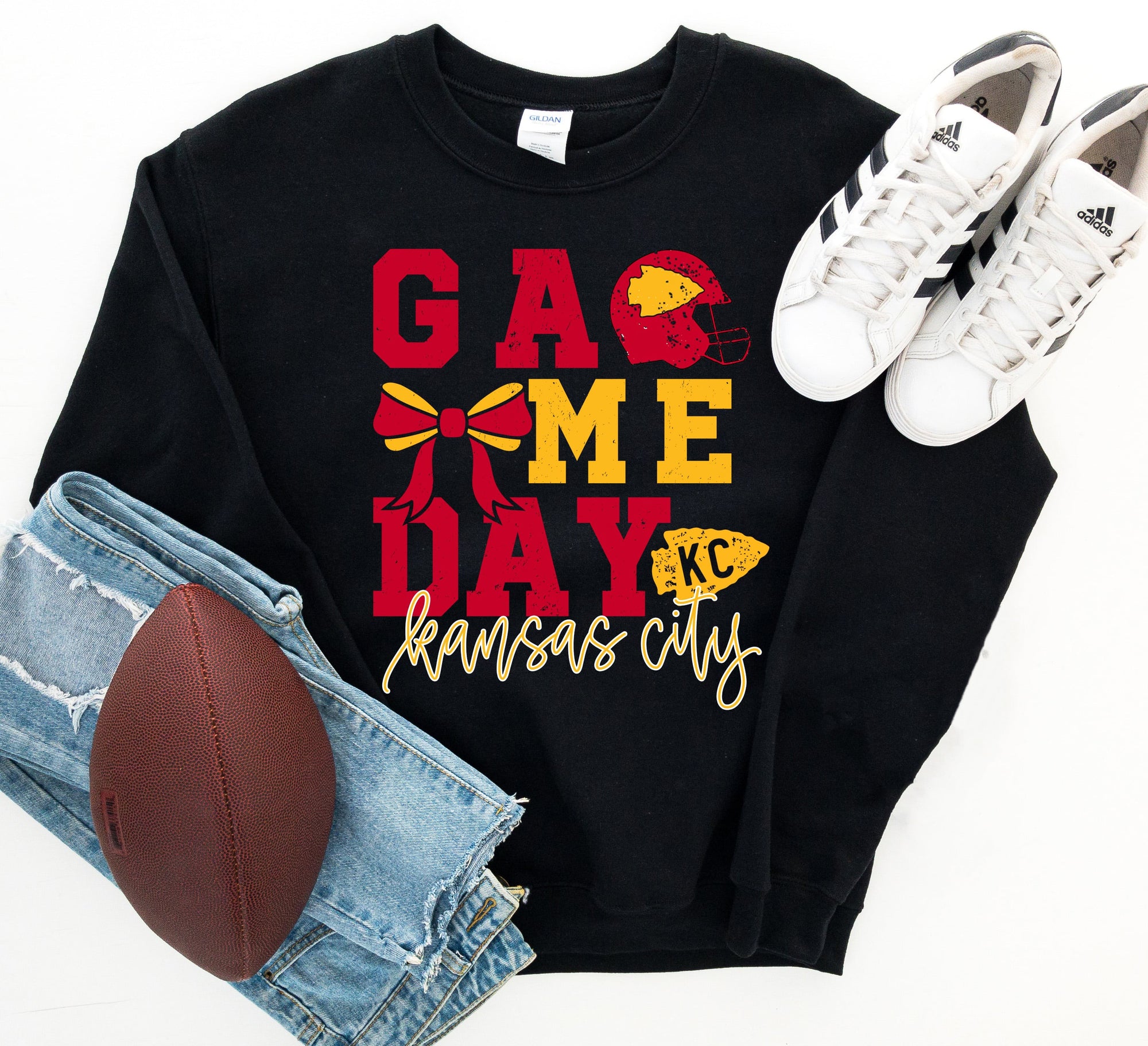 Game Day Kansas City Bow Black Sweatshirt