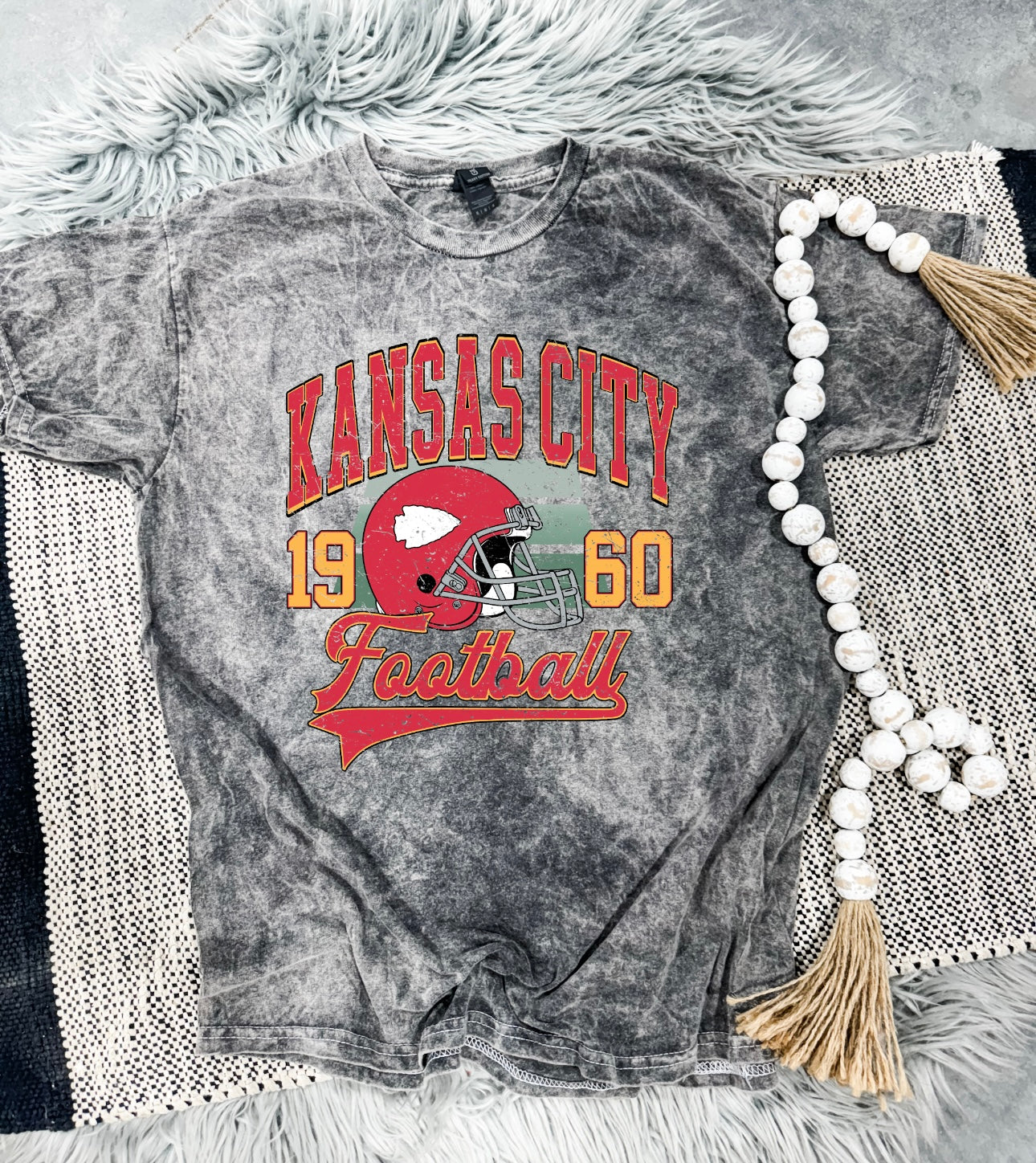 **HALFTIME DEAL** Vintage KC Football Arrowhead Helmet Grey Mineral Wash Tee