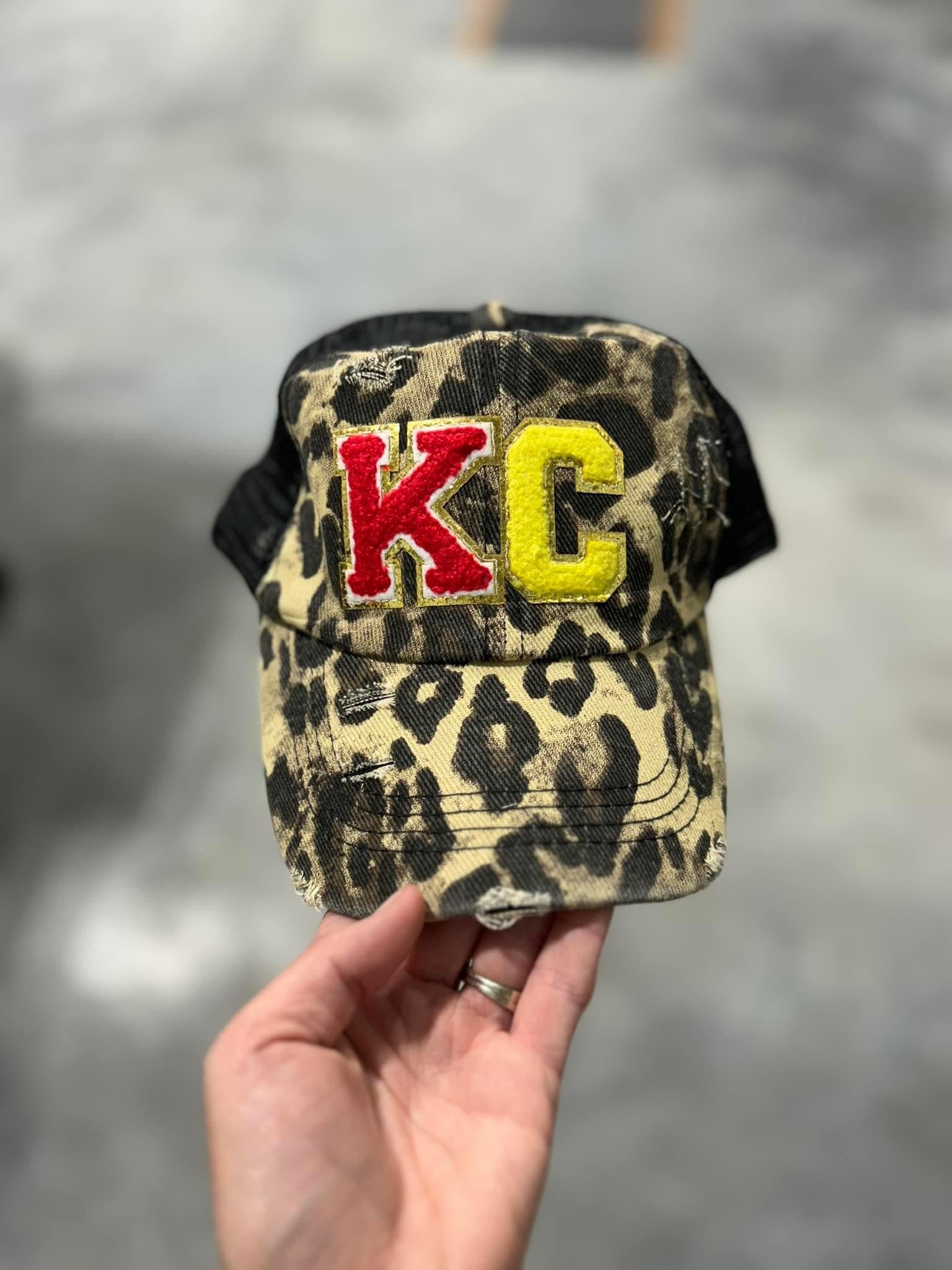 Red & Gold KC Brown Leopard Hat