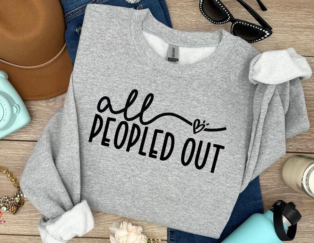 All Peopled Out Heart Sports Grey Sweatshirt