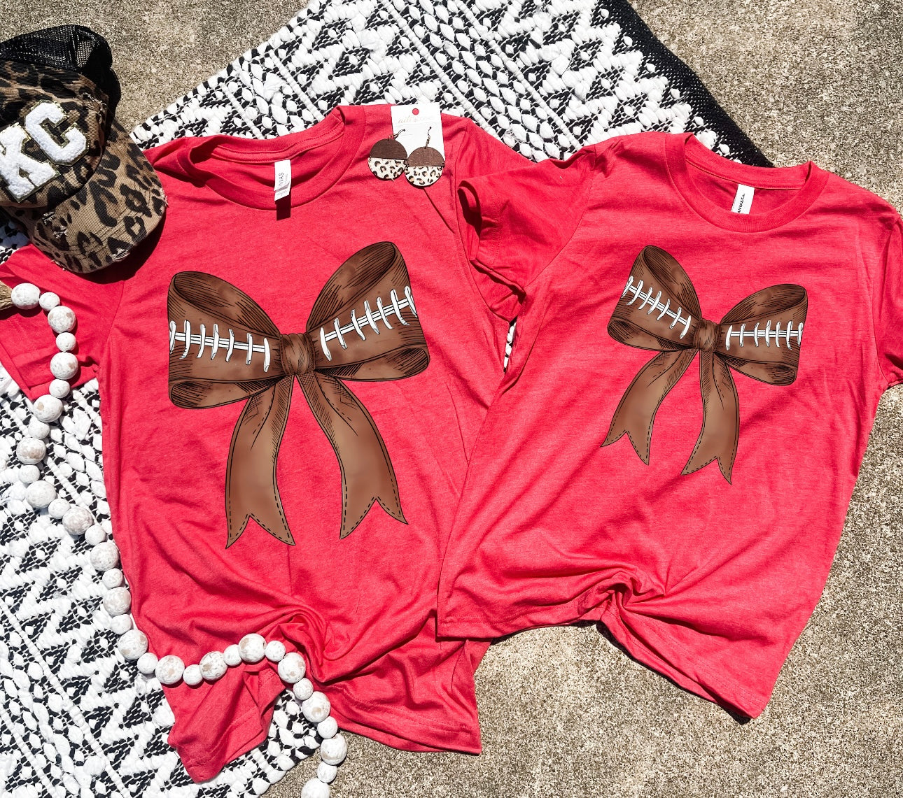 Football Bow Heather Red Tee