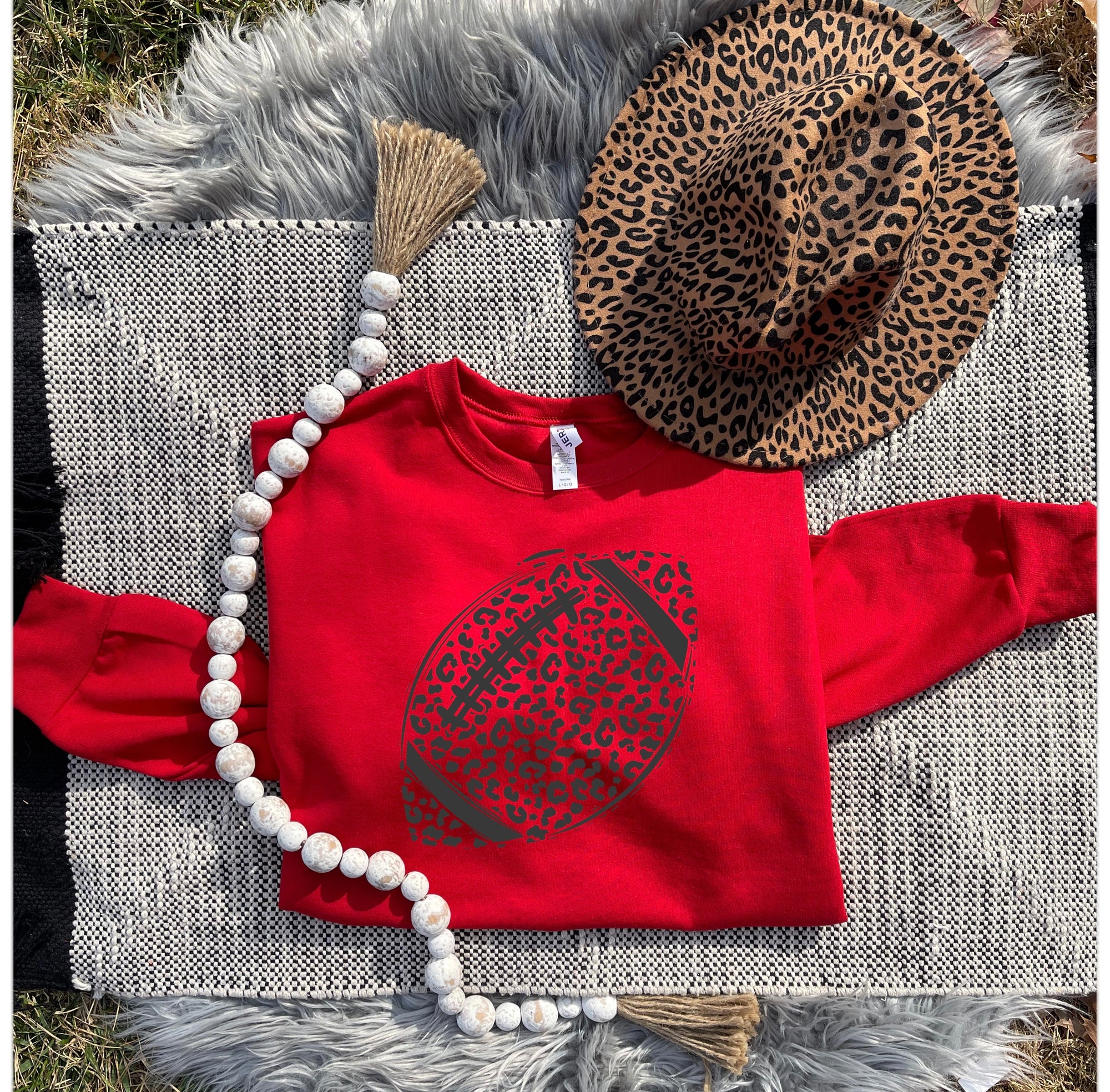 Charcoal Leopard Football Red Sweatshirt